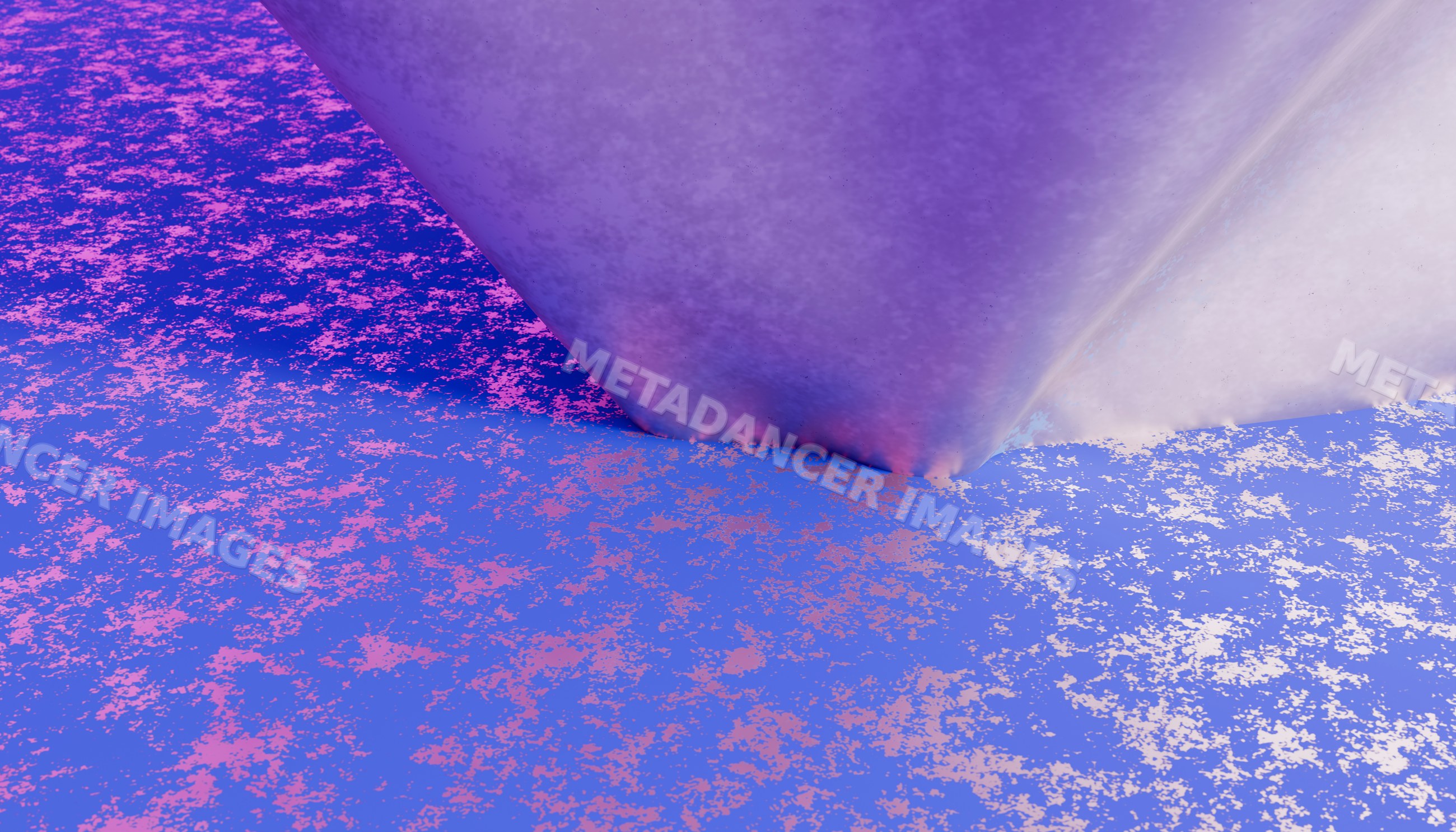 Close-up of purple cone on blue surface with pink speckled texture