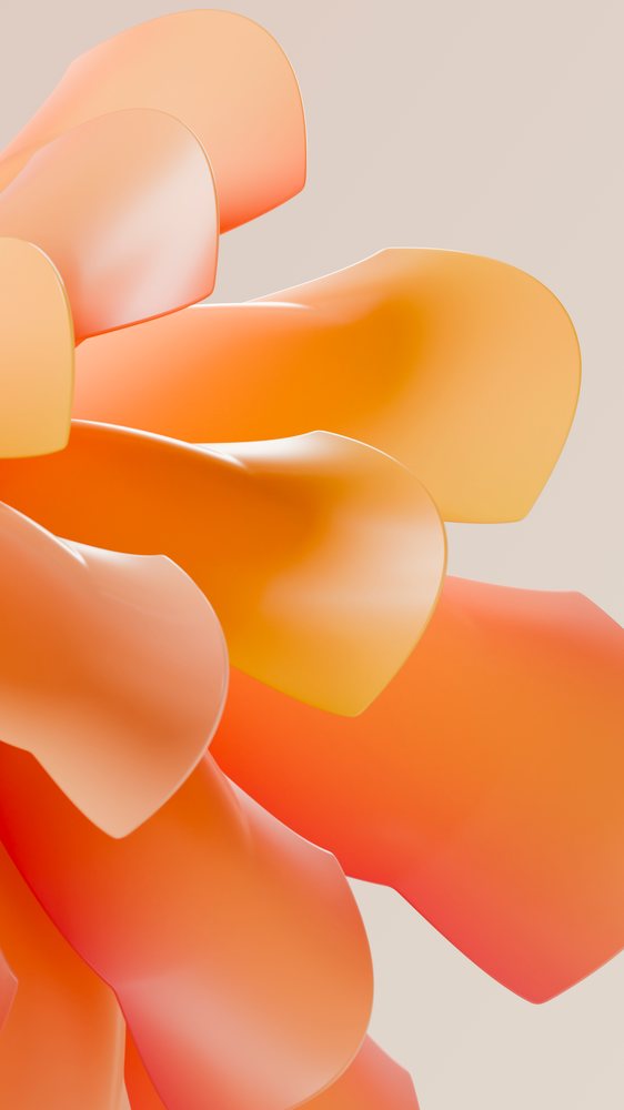 Abstract digital illustration of orange flower petals with smooth