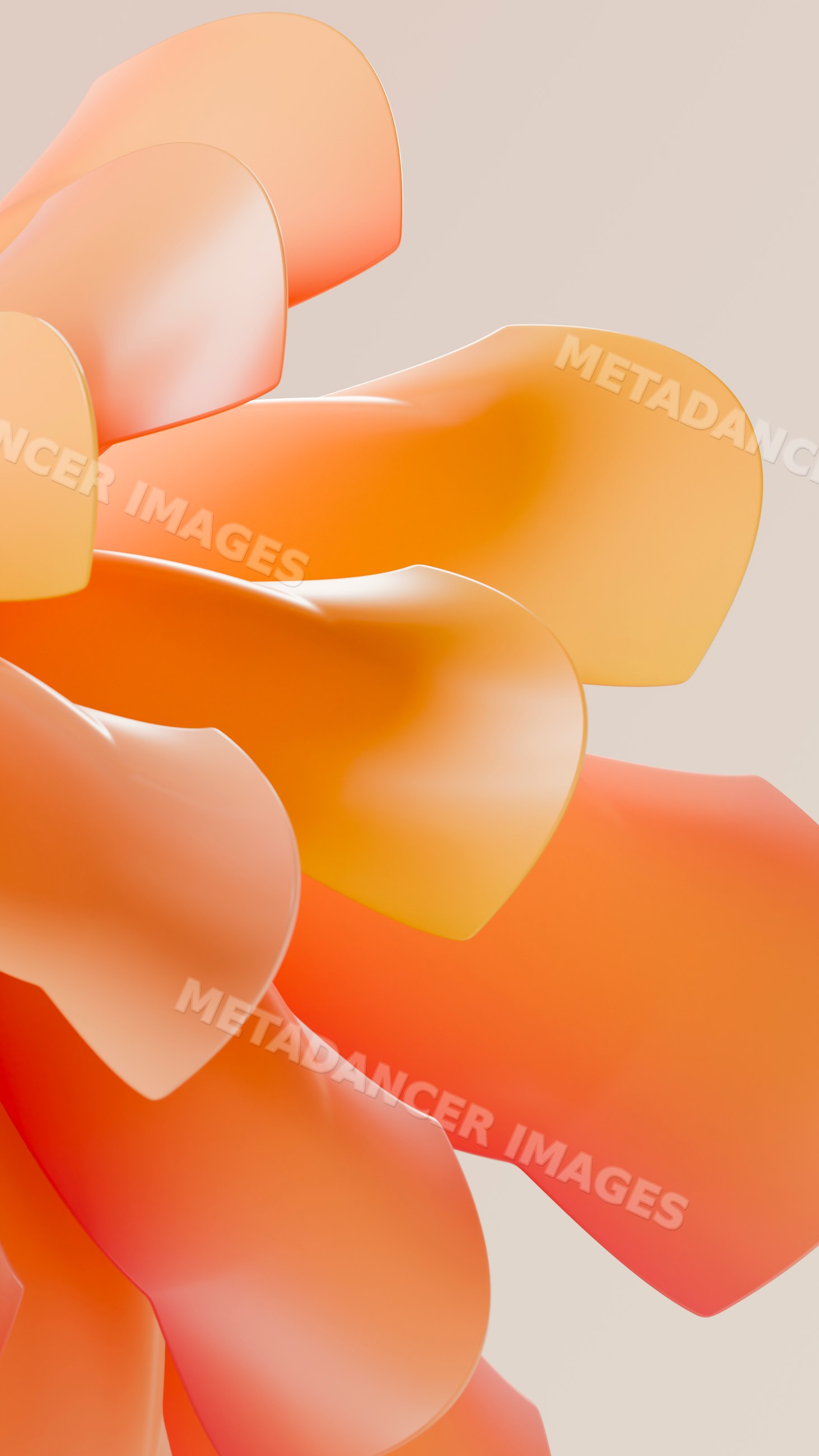 Abstract digital illustration of orange flower petals with smooth