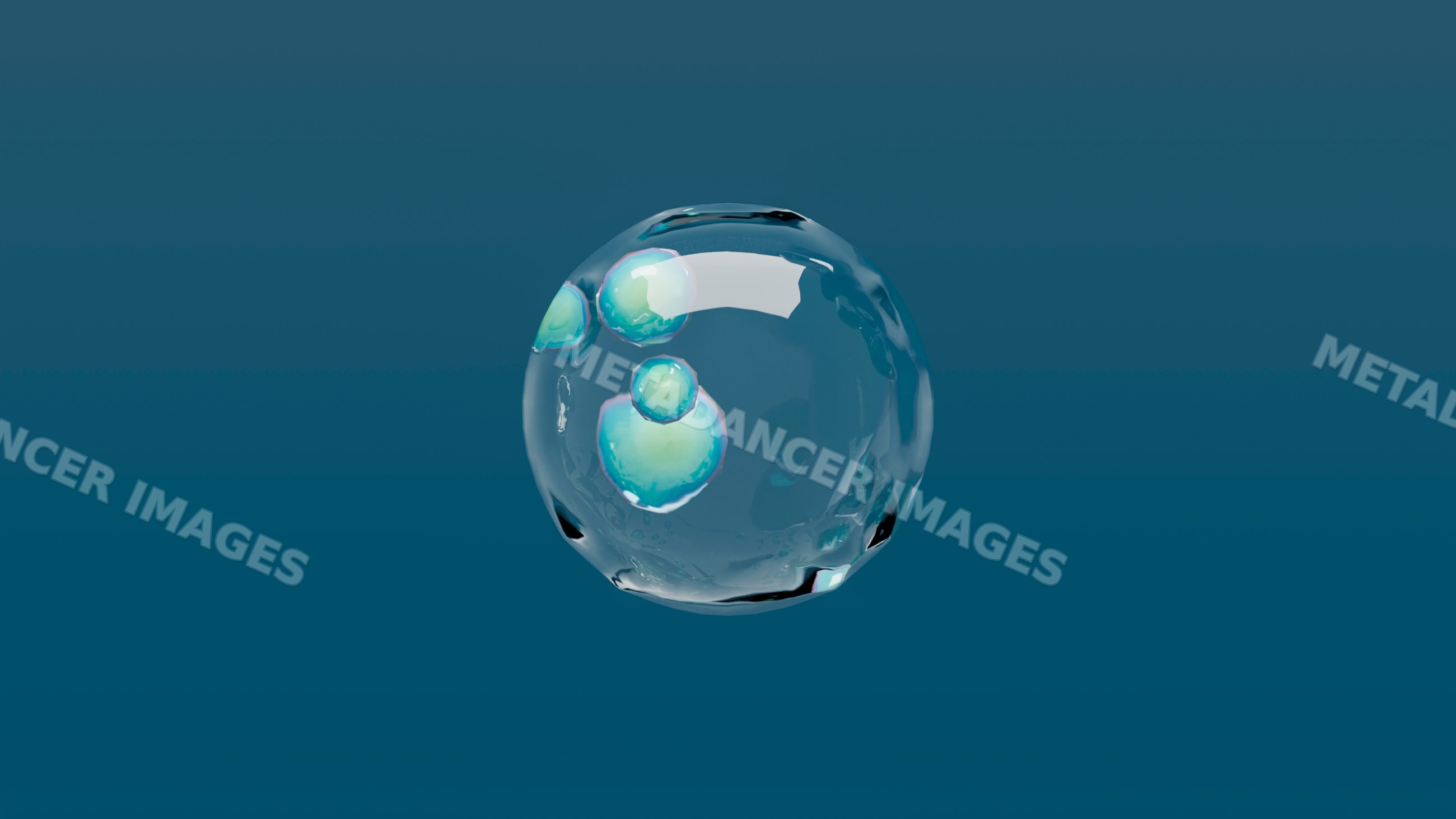Transparent floating bubble with internal smaller bubbles