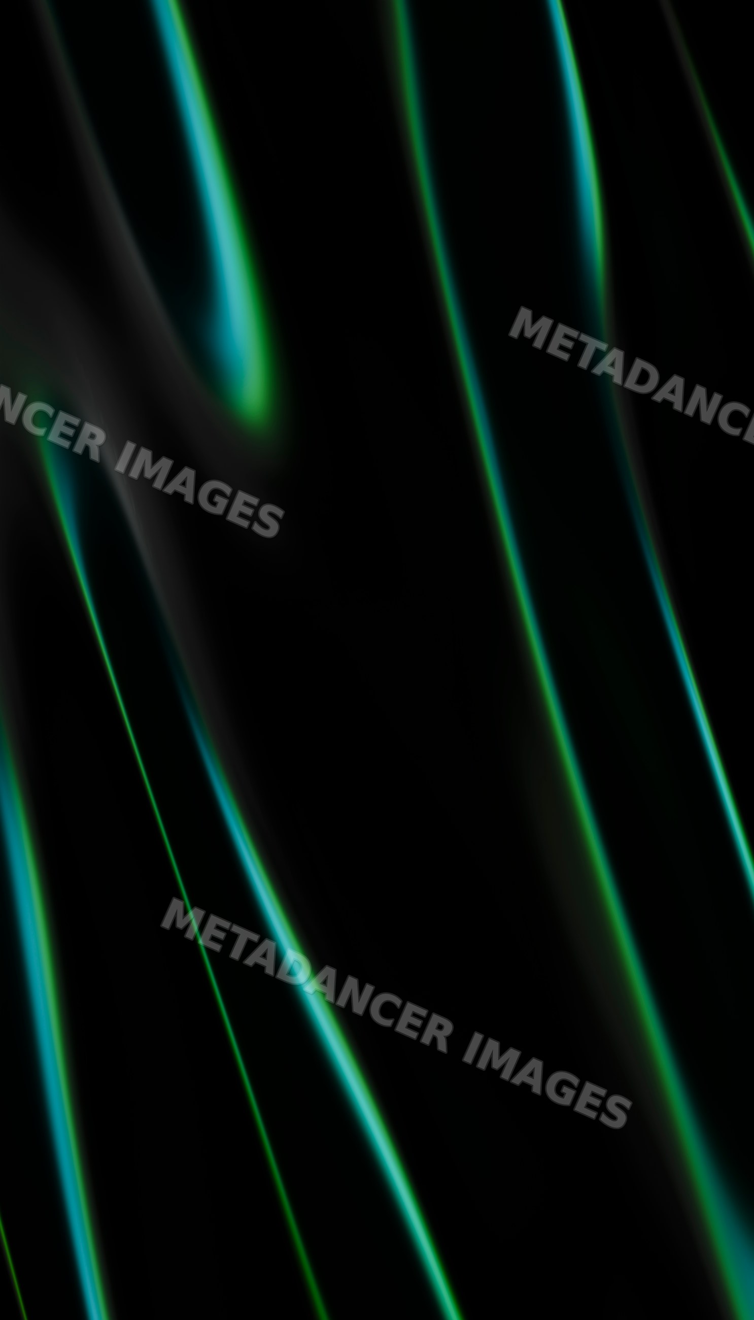 Abstract dark background with glowing green and blue light streaks