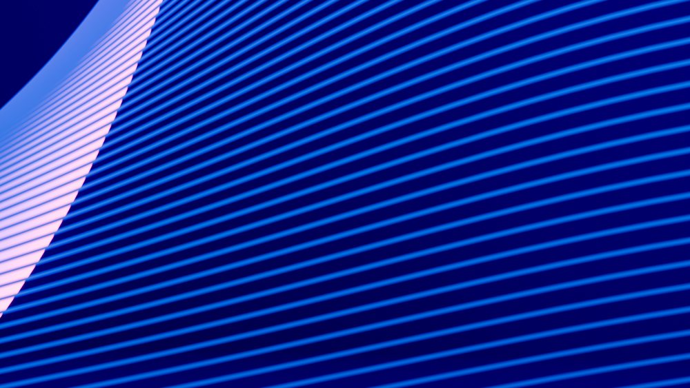 Blue diagonal striped abstract geometric pattern with pink triangle