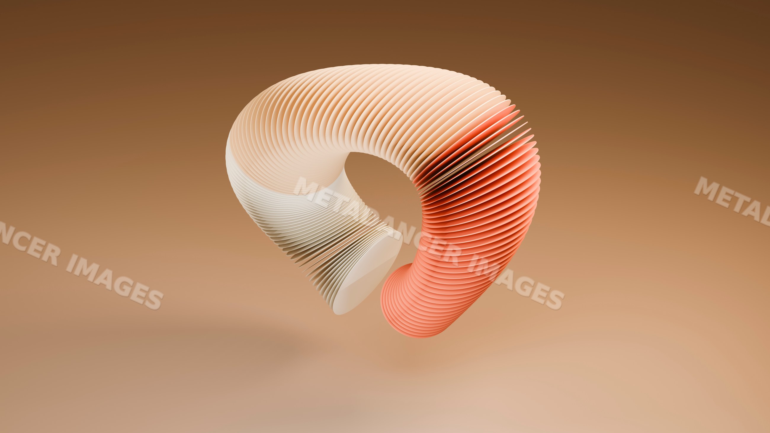 Abstract 3d illustration of a layered floating curved sculpture