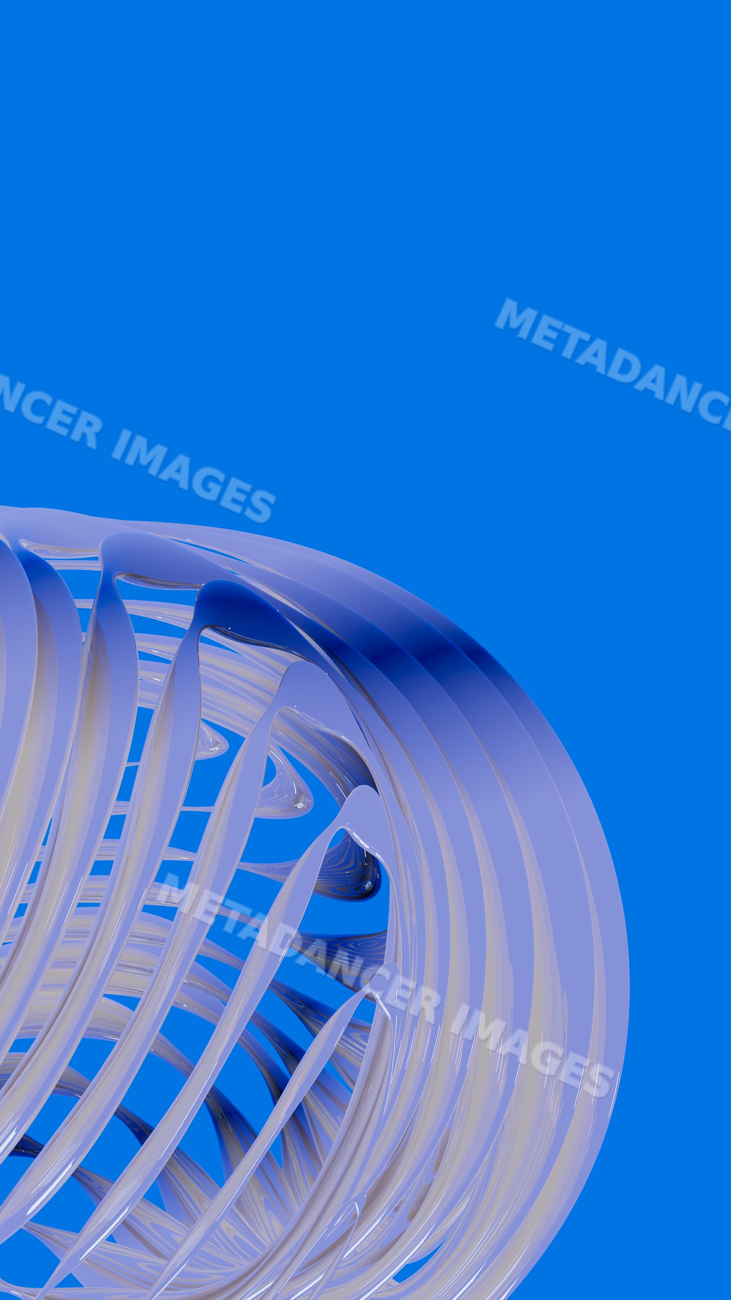 Abstract digital 3d glass sculpture with transparent curved lines
