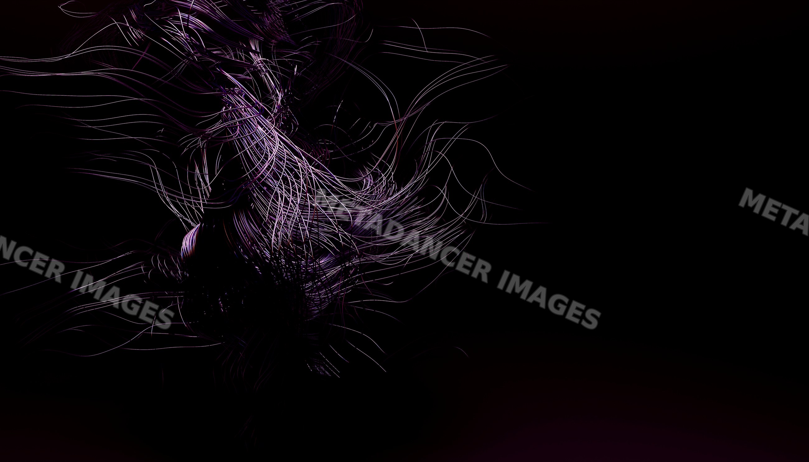 Abstract purple strands twisting on dark background digital art