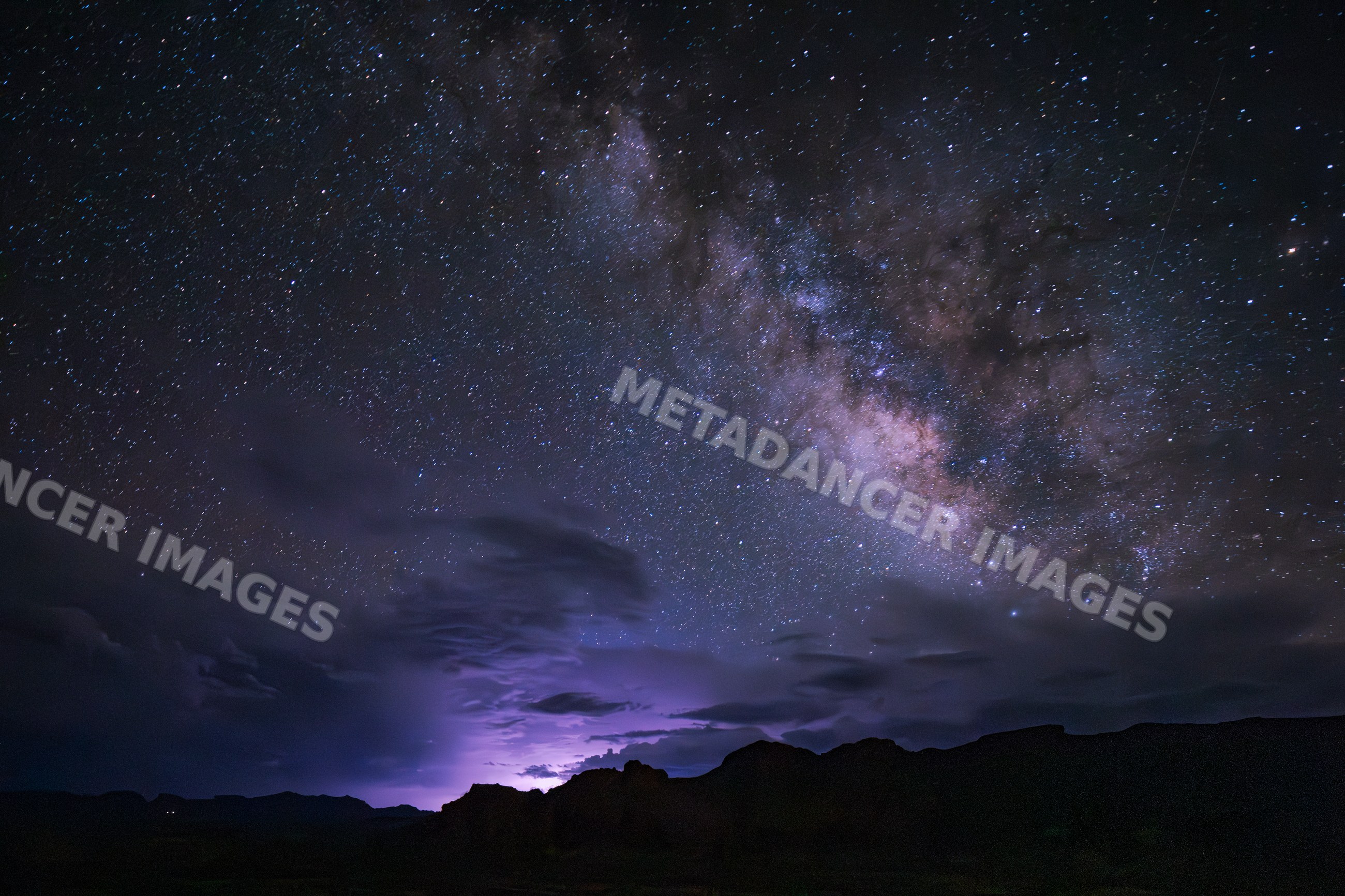Night Skies with milky way and storm in Big Bend National Park