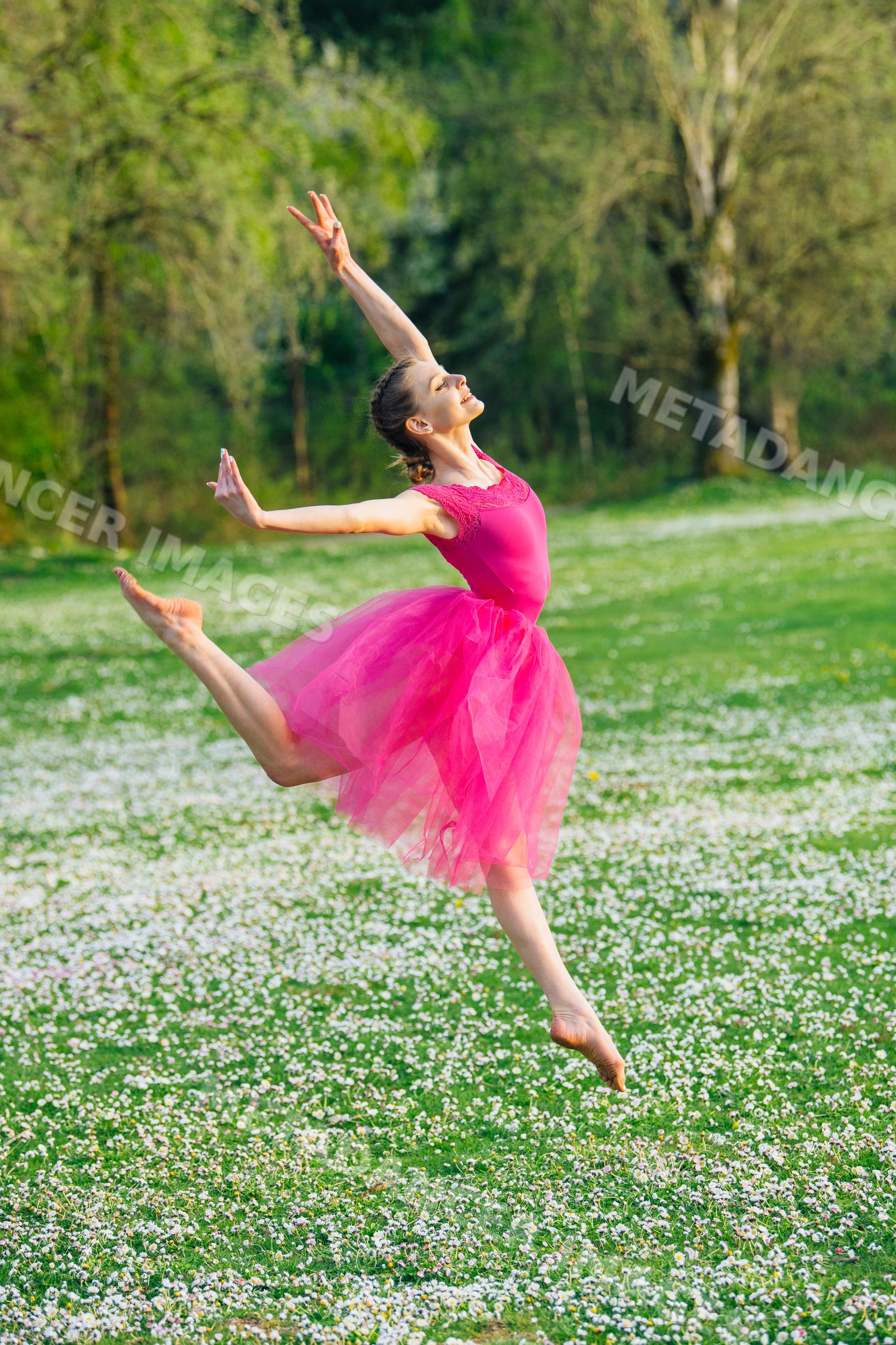 Ballet white dancer leaping gracefully
