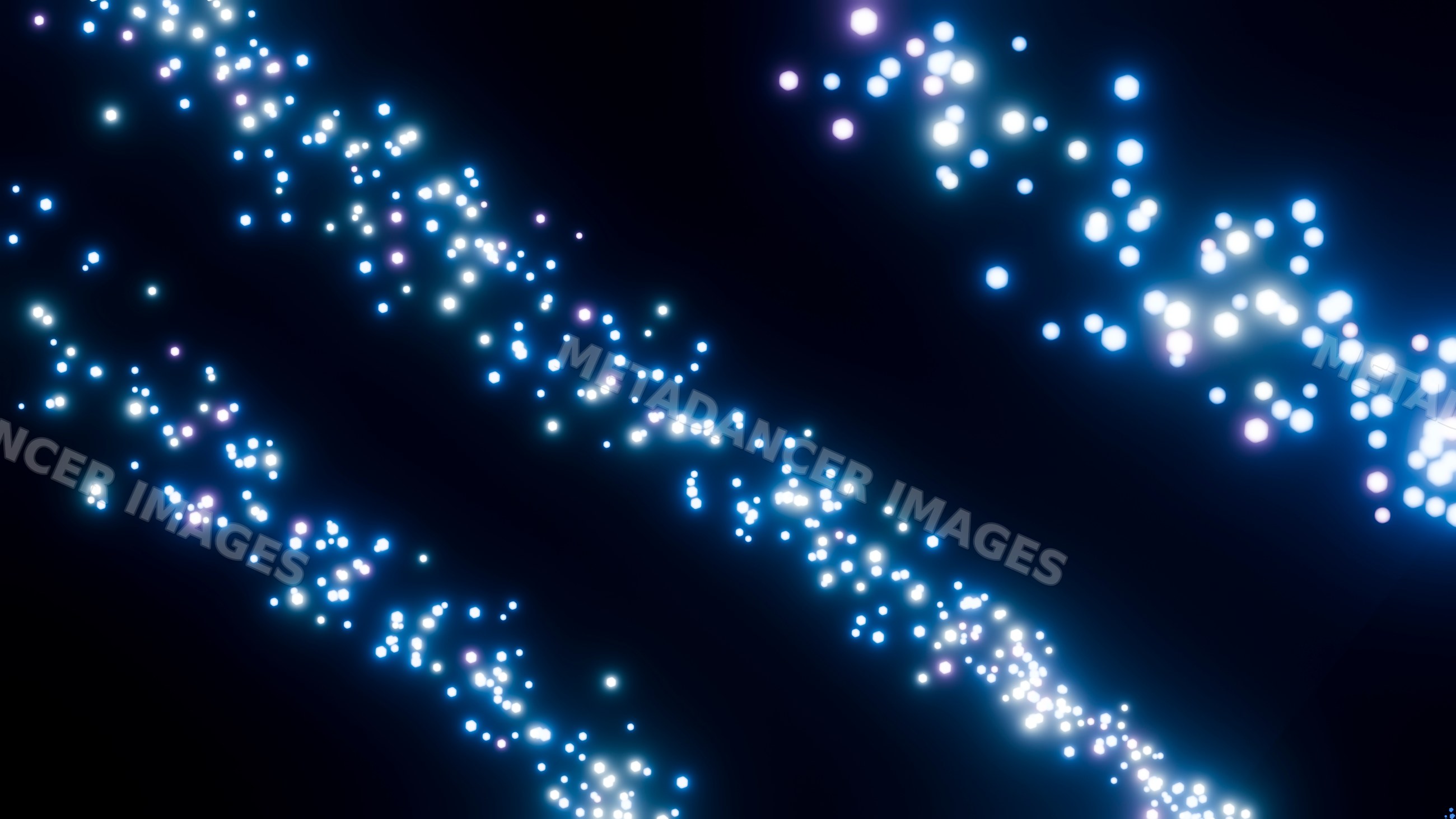 Glowing blue particles on dark background in digital illustration