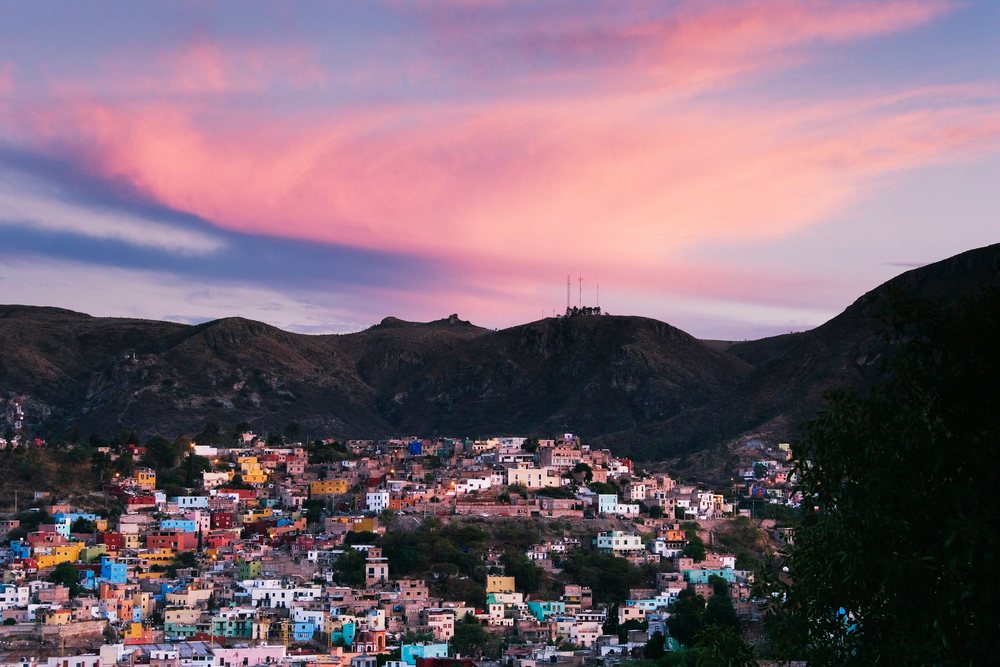 Colorful hillside houses in guanajuato mexico