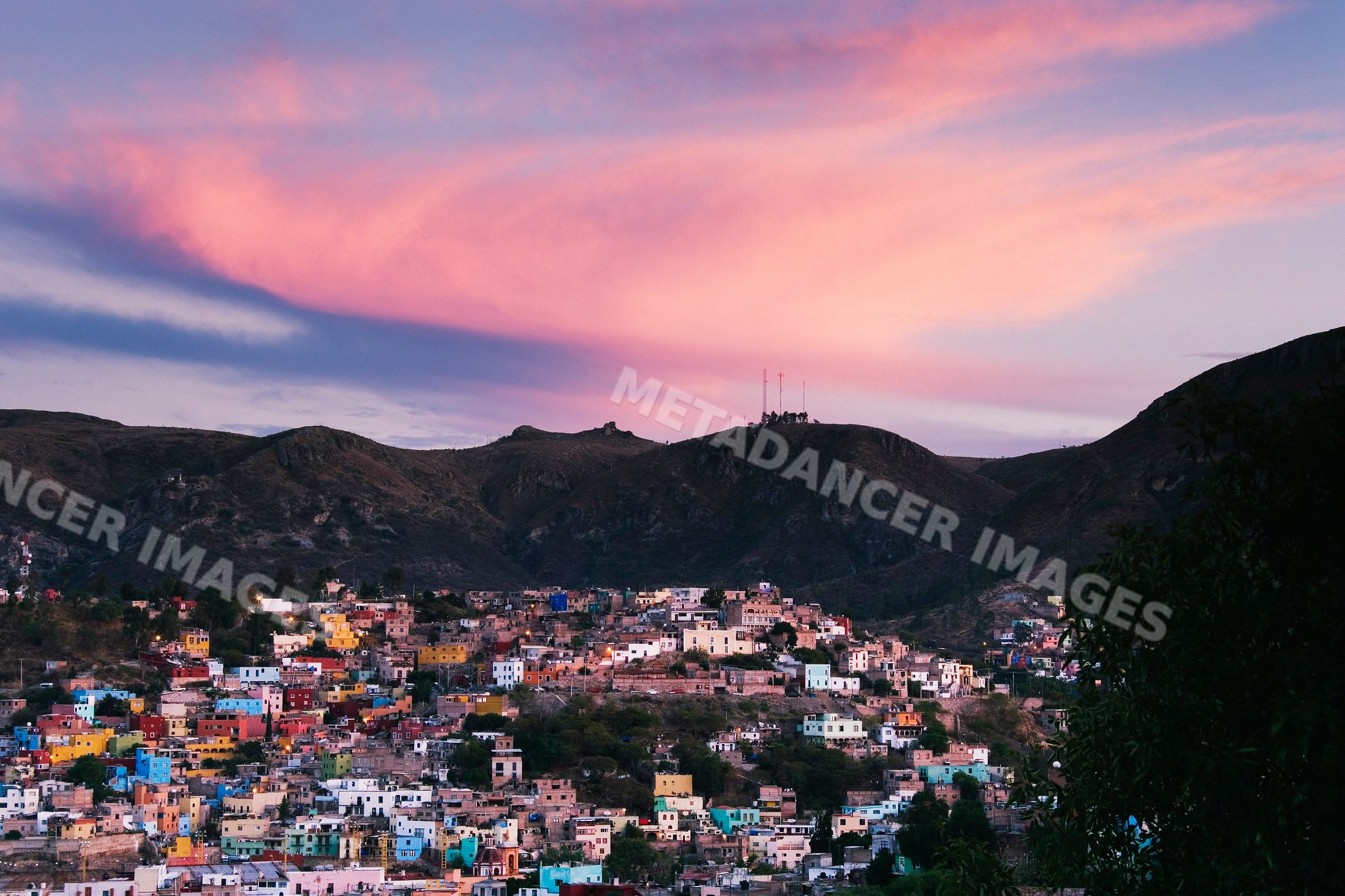Colorful hillside houses in guanajuato mexico
