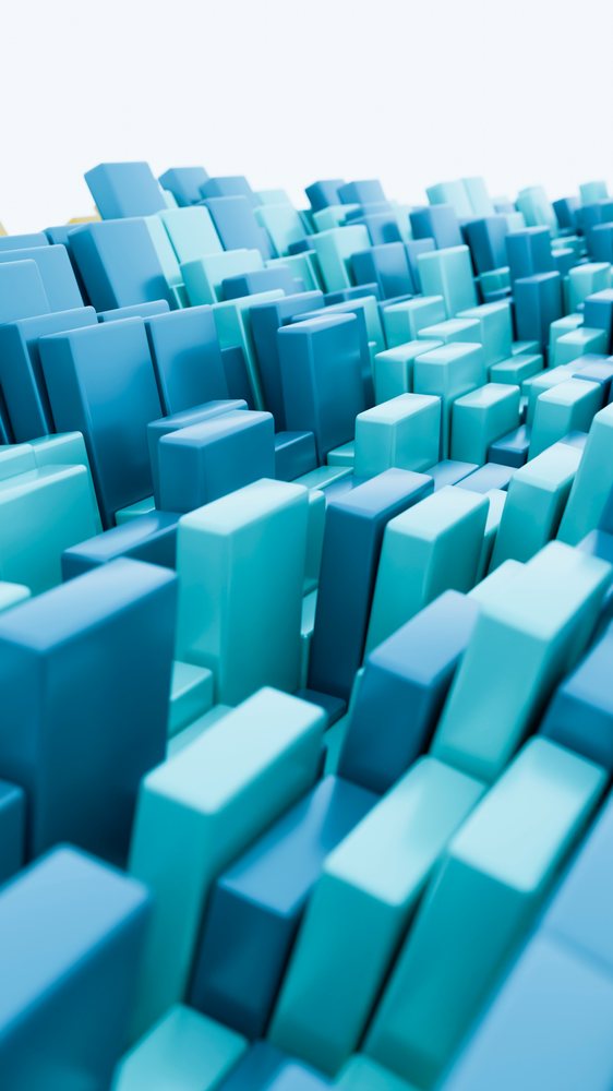 Abstract 3d blue block cityscape illustration