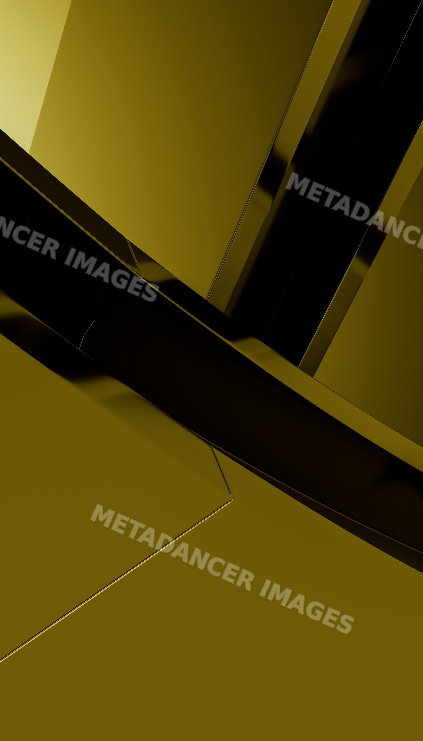 Abstract gold and black geometric digital 3d render