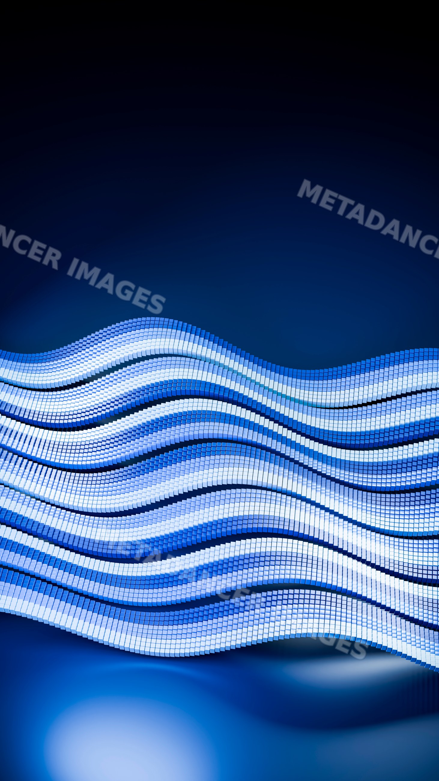 Blue abstract digital wave with layered blocks 3d illustration