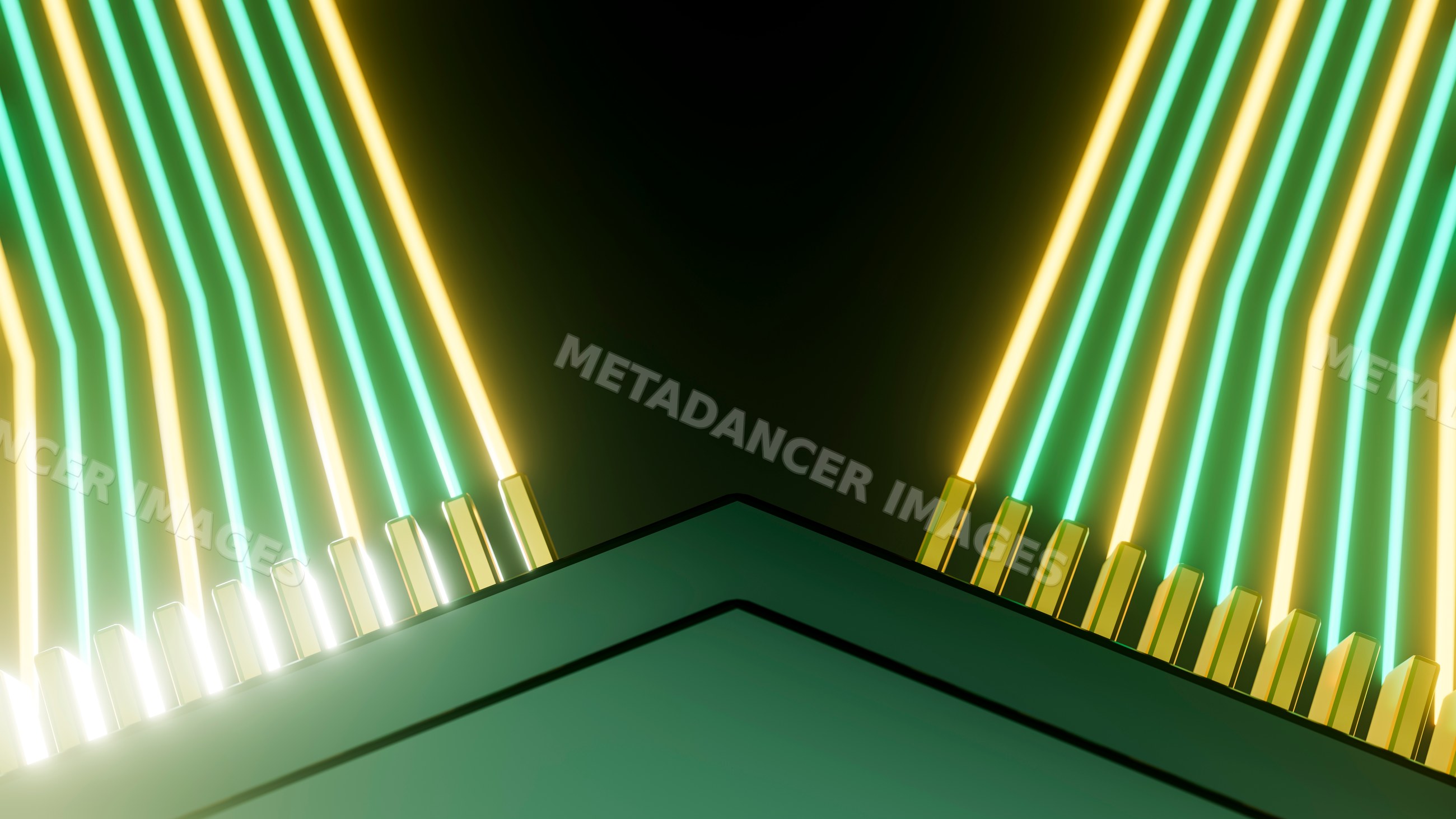 Abstract digital illustration of glowing neon light bars