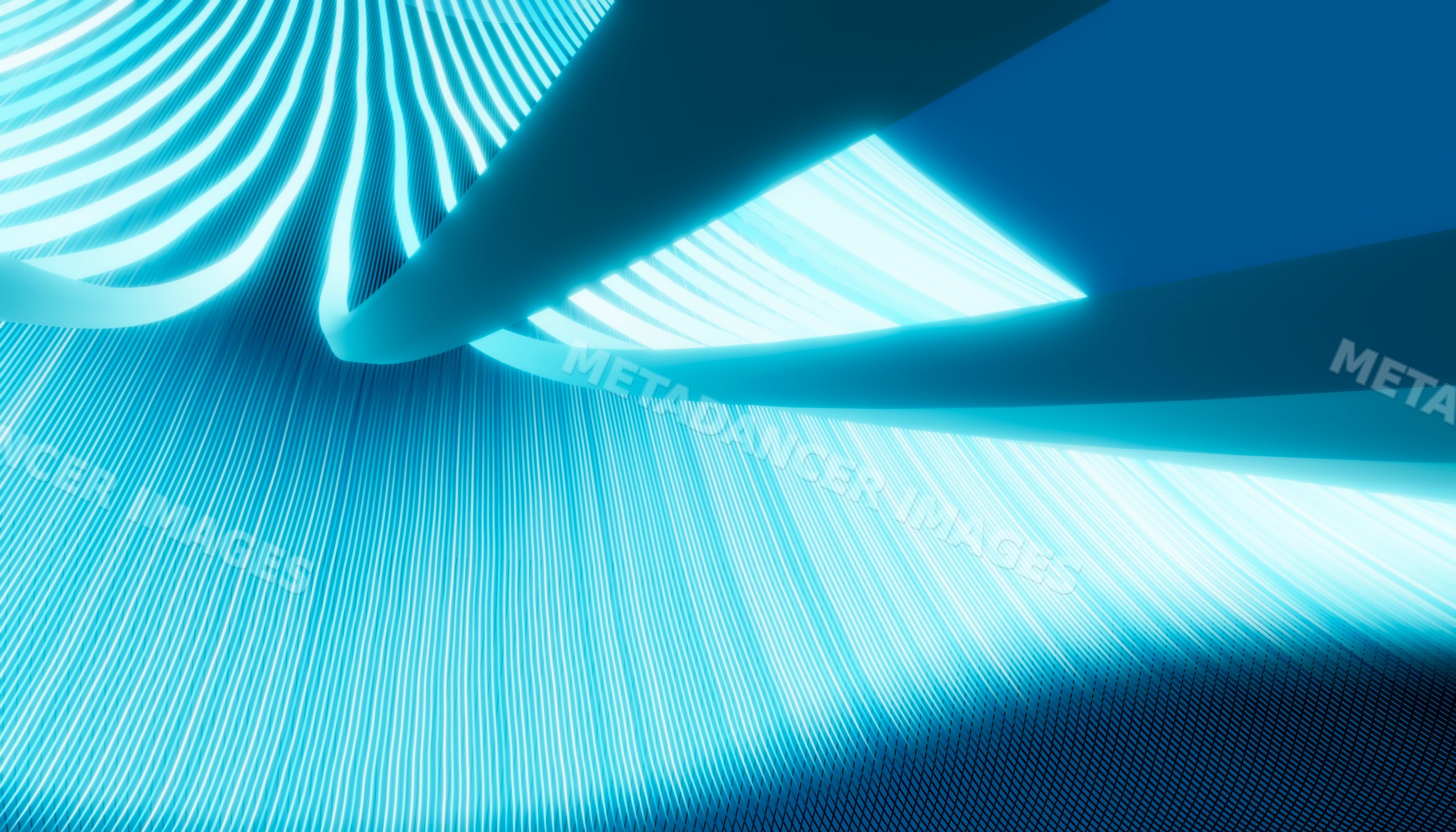 Blue glowing curved lines forming abstract dynamic wave