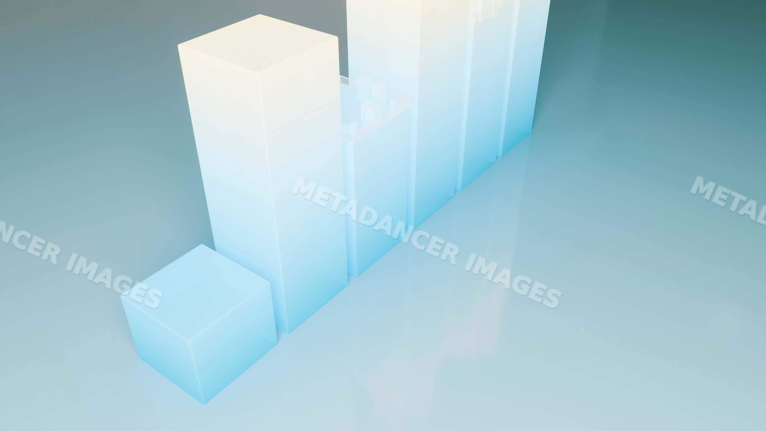 3d blue gradient bar chart representing data visualization