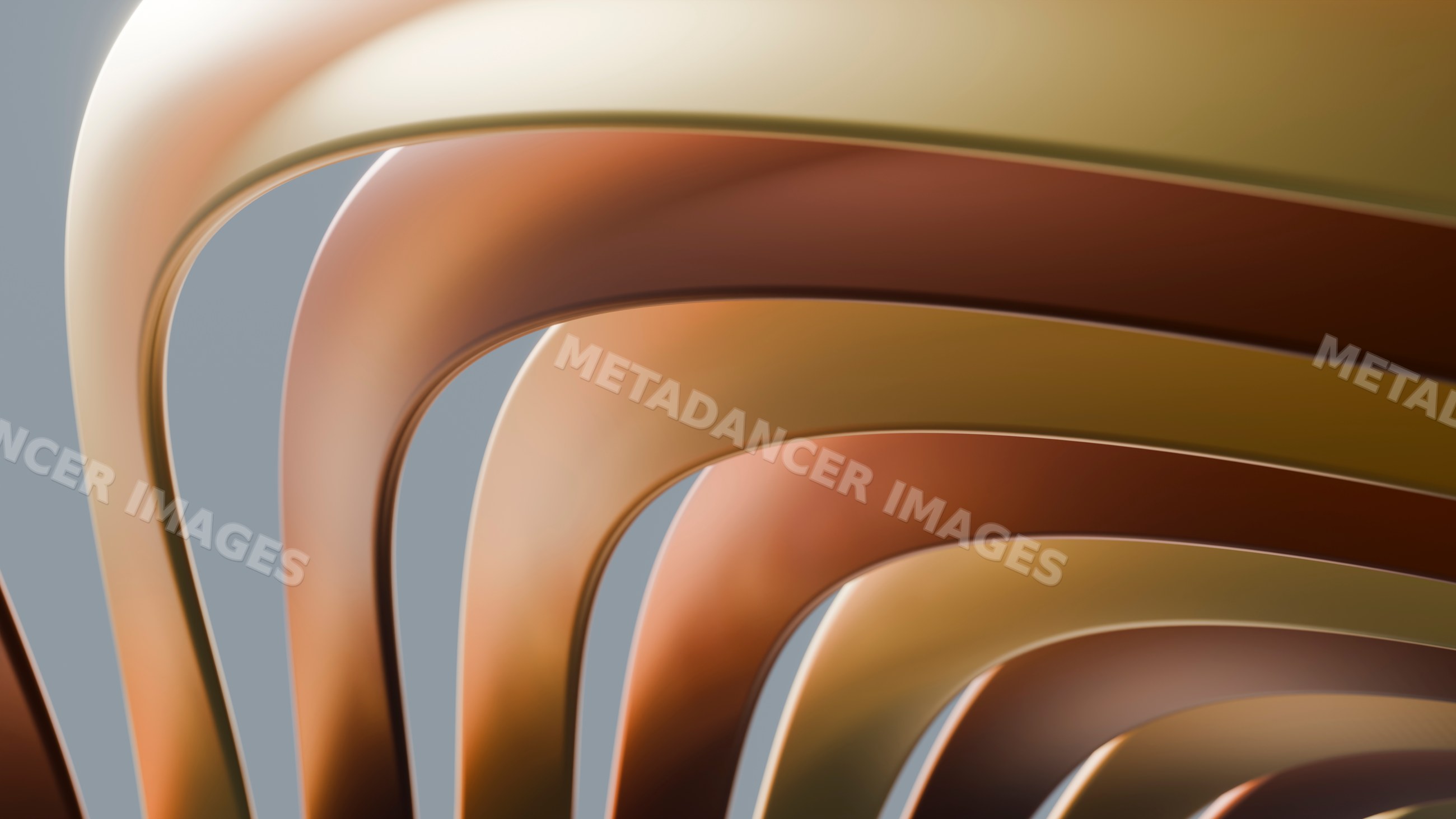 Abstract 3d curved shapes with warm color gradient