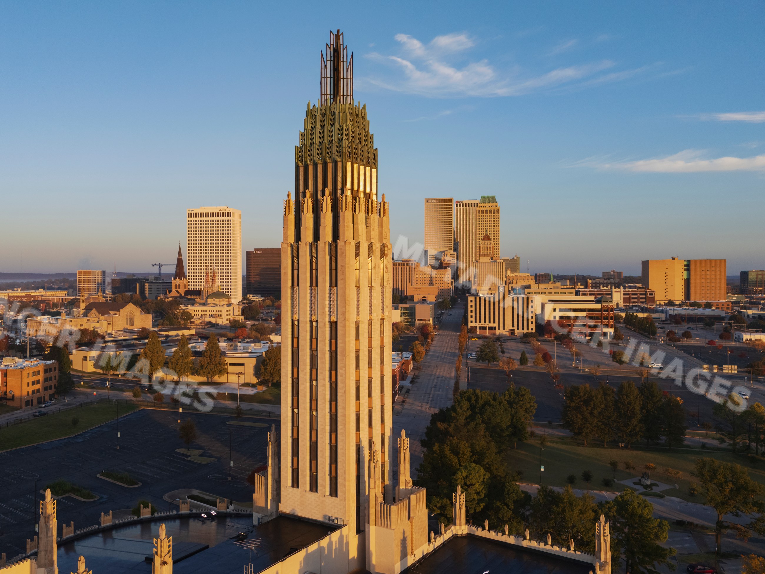 Tulsa skyline at Sunrise in downtown oklahoma