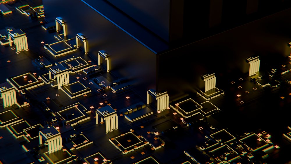 Abstract 3d illustration of futuristic electronic circuit board