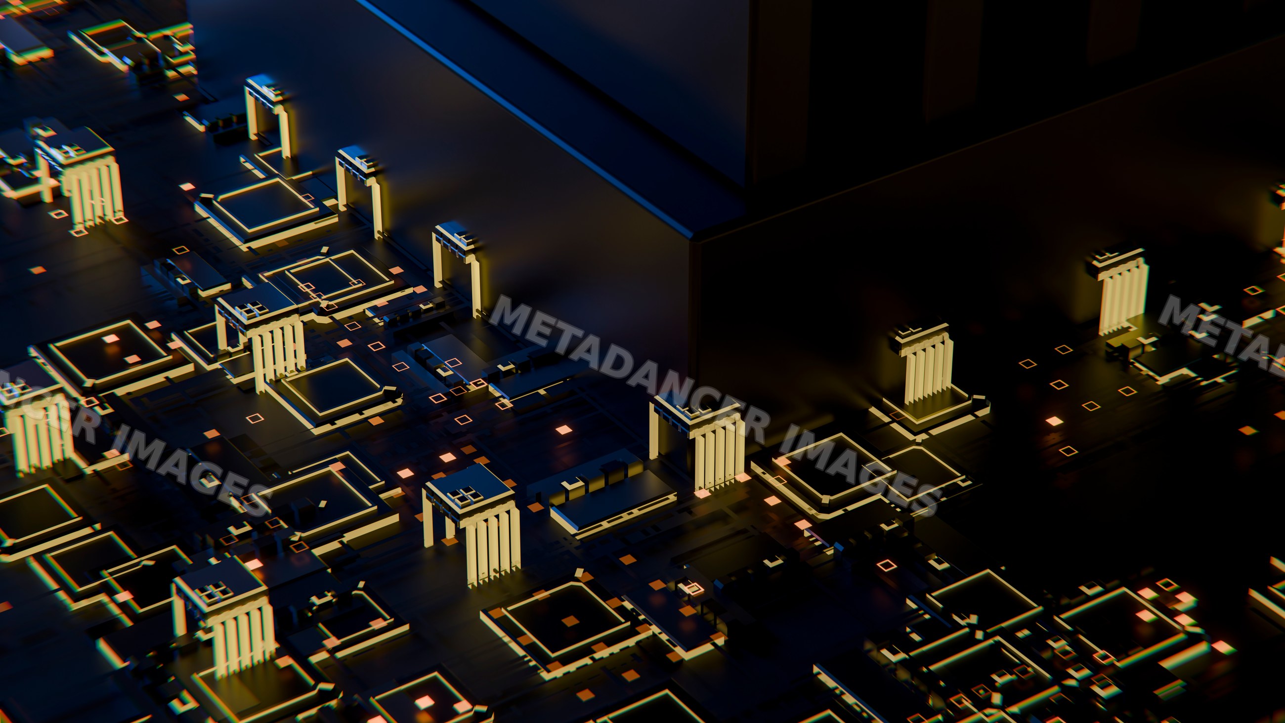 Abstract 3d illustration of futuristic electronic circuit board