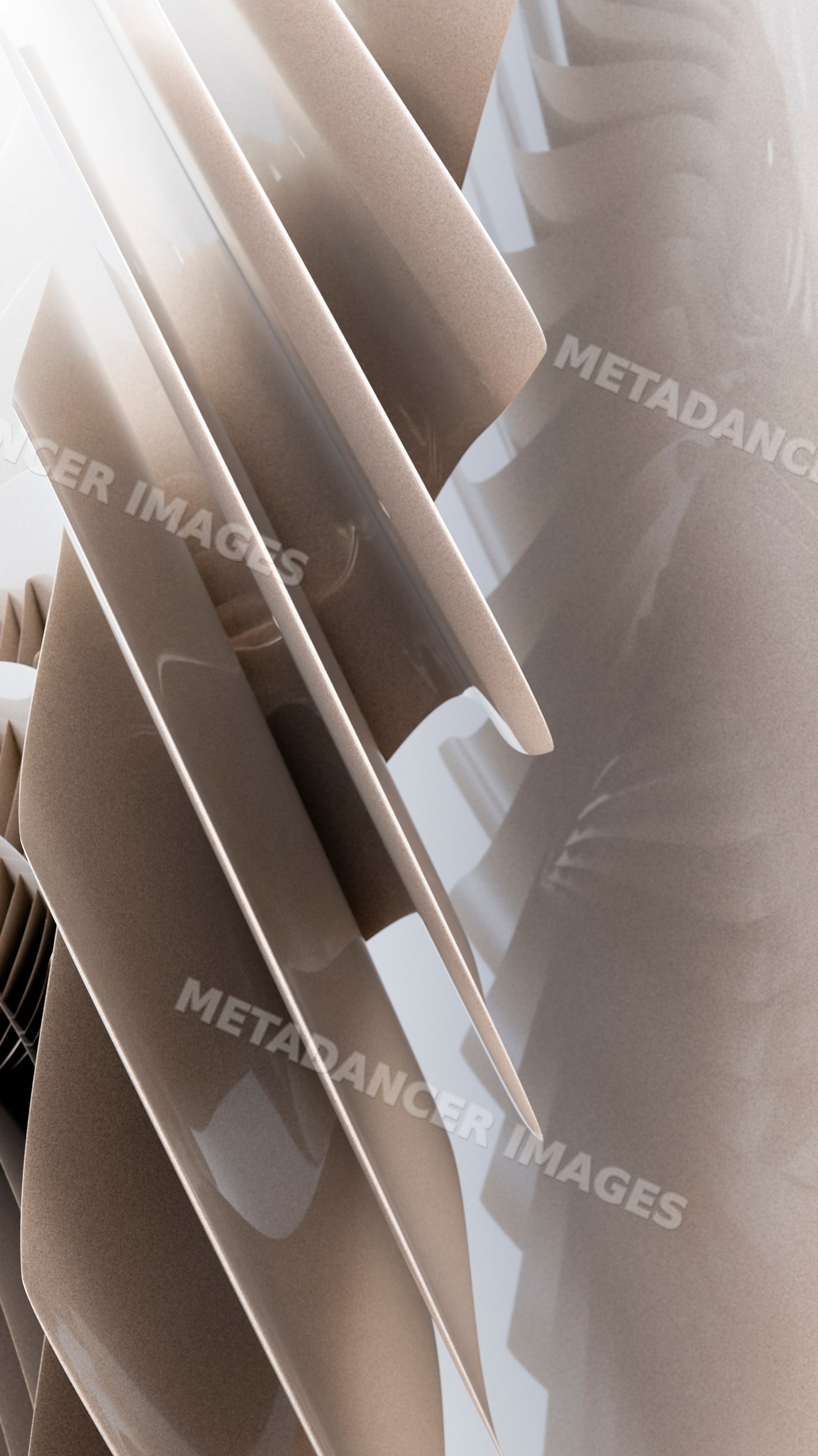 Abstract 3d digital rendering of beige folded curved shapes