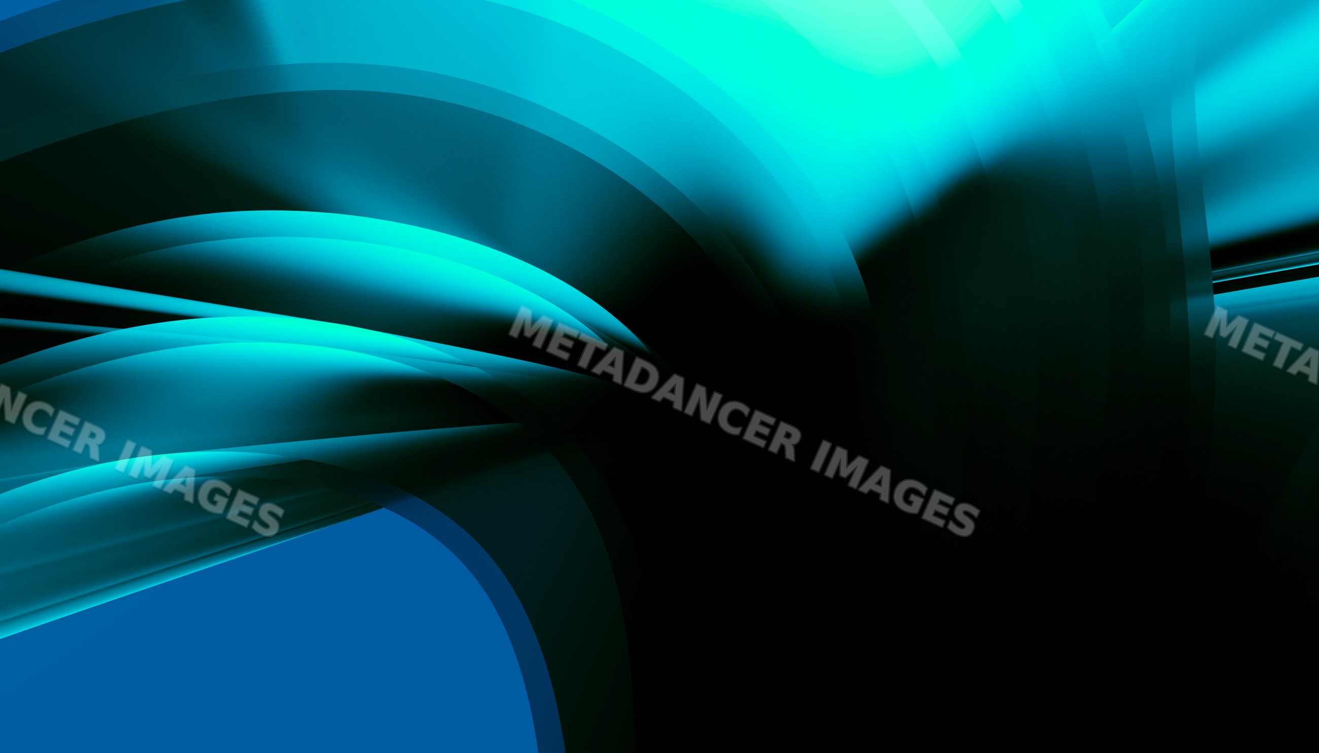 Abstract digital blue and turquoise waves on a dark background