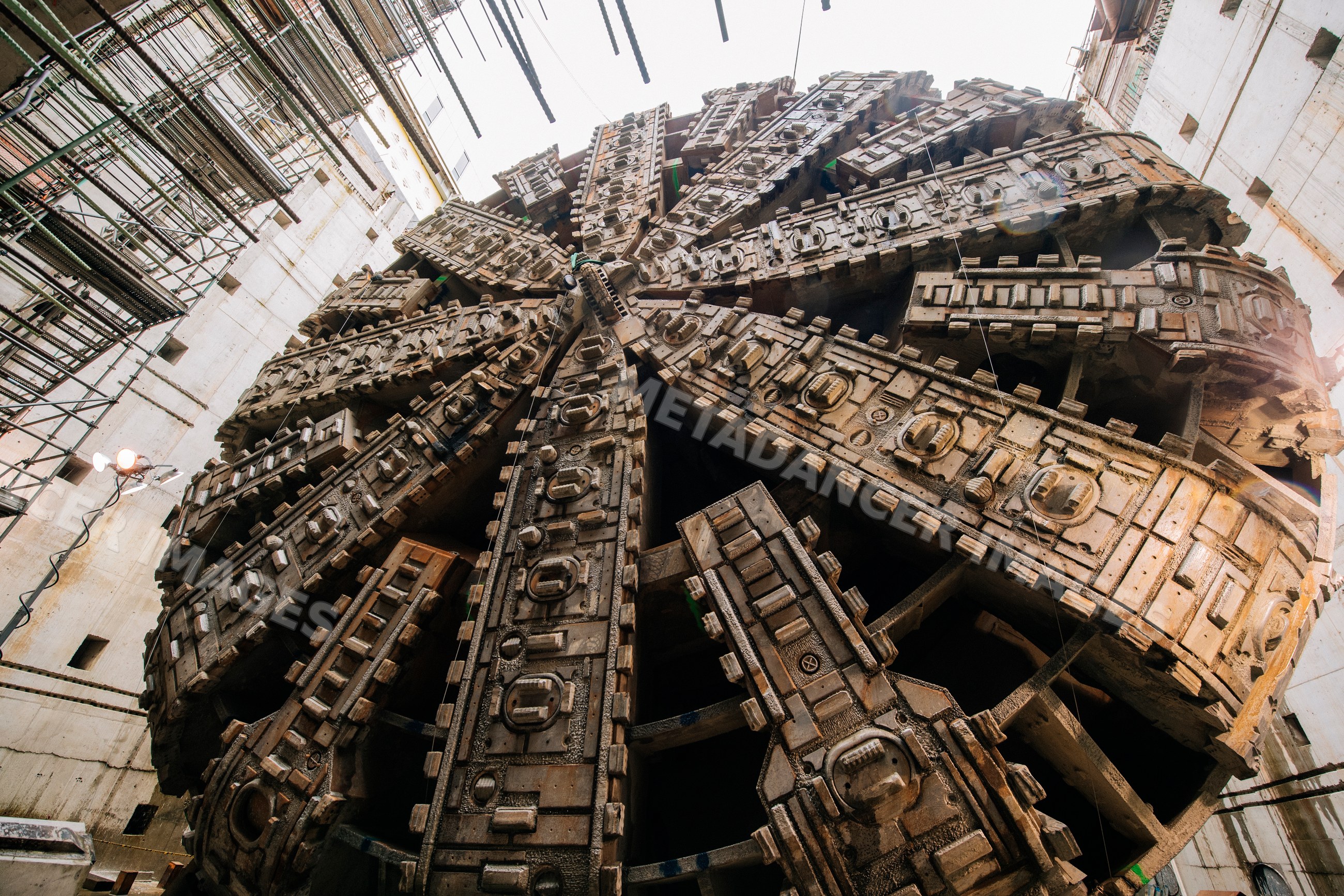 Tunnel boring machine at a construction site drilling shaft