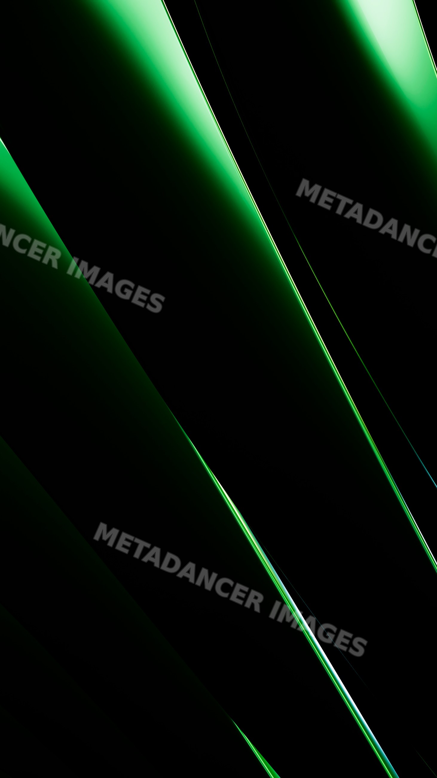 Abstract digital art of glowing green diagonal lines