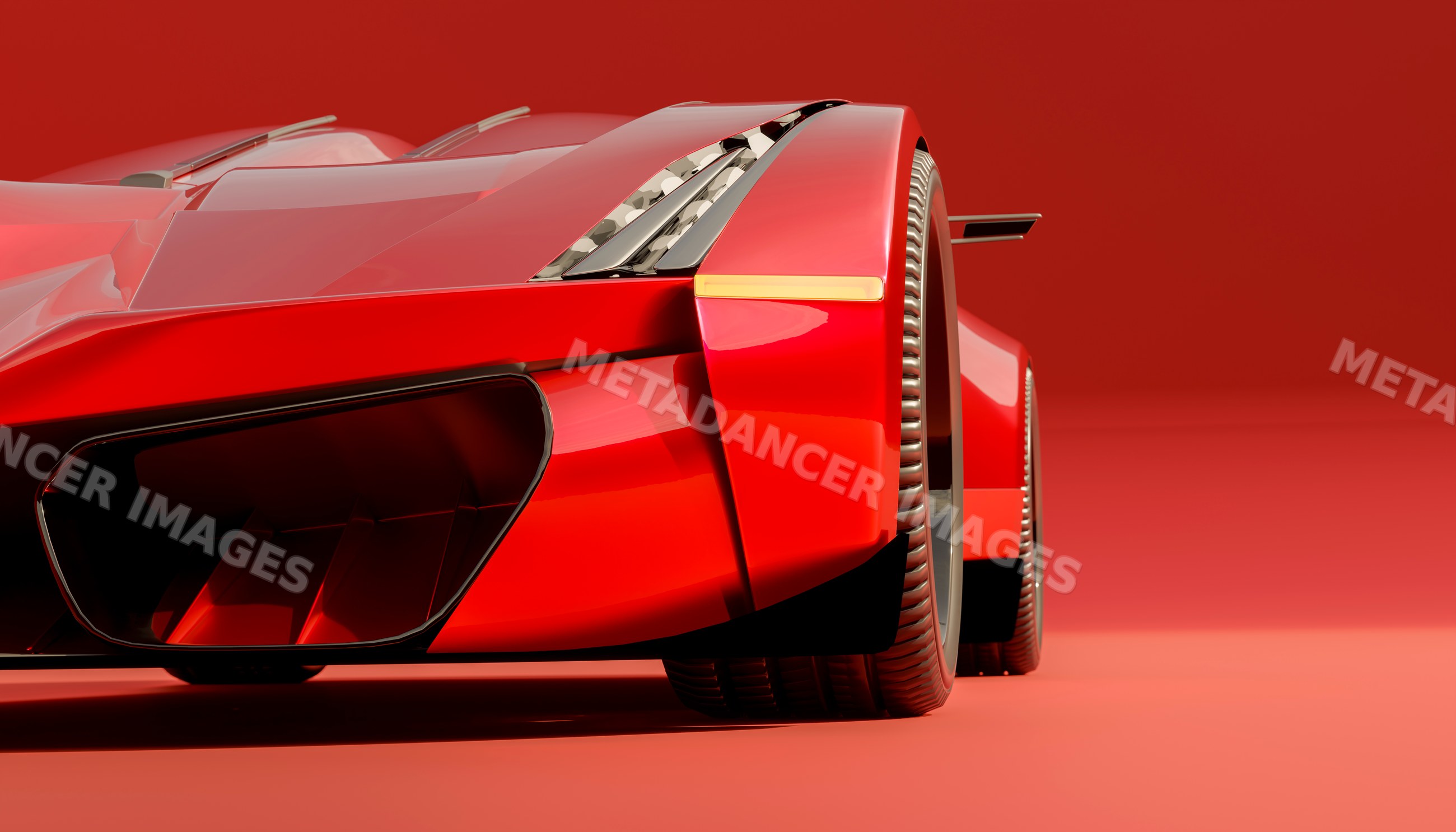 Close-up of a red sports car front highlighting sleek design