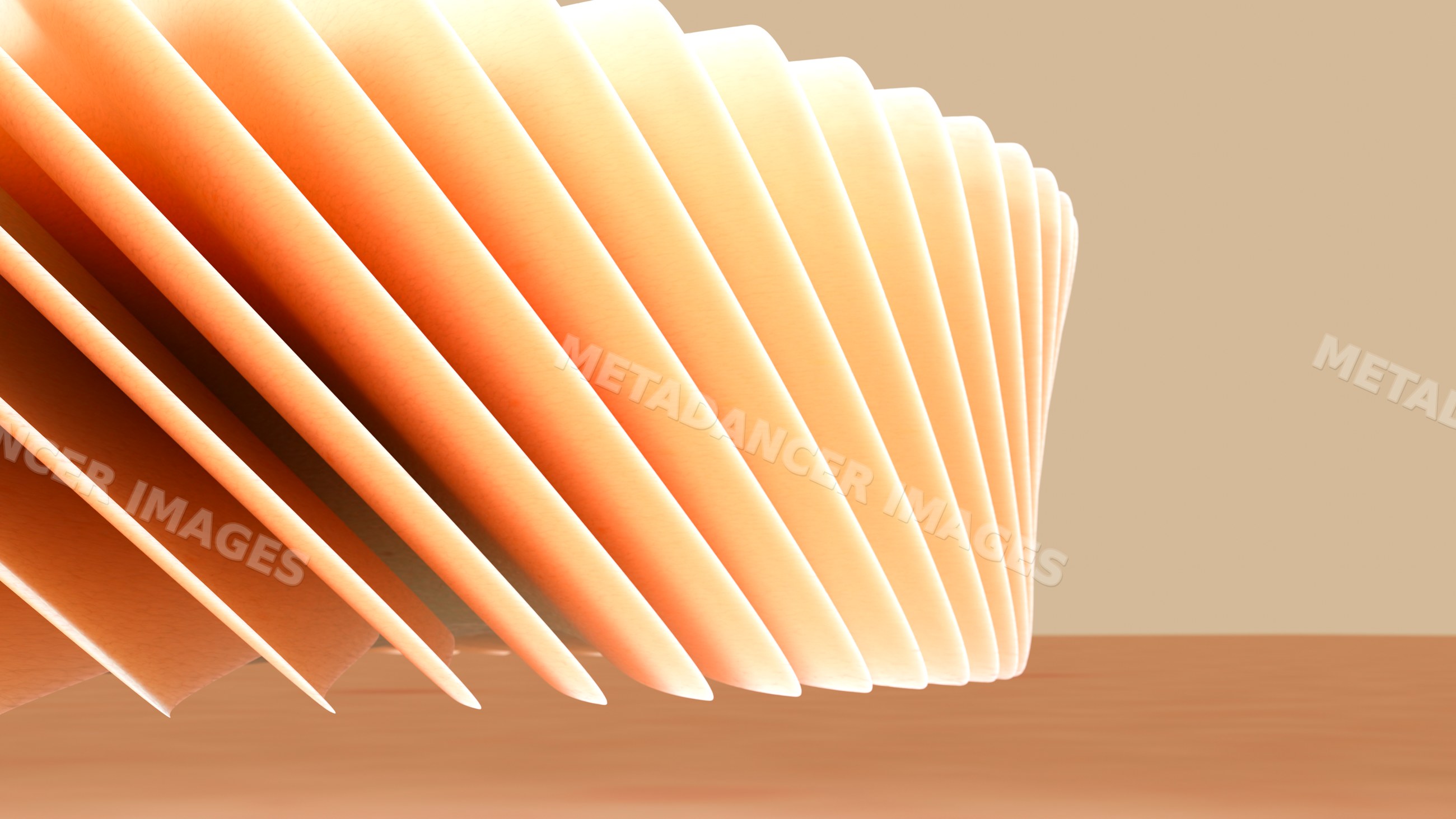 Curved abstract sculpture with smooth pattern and soft lighting