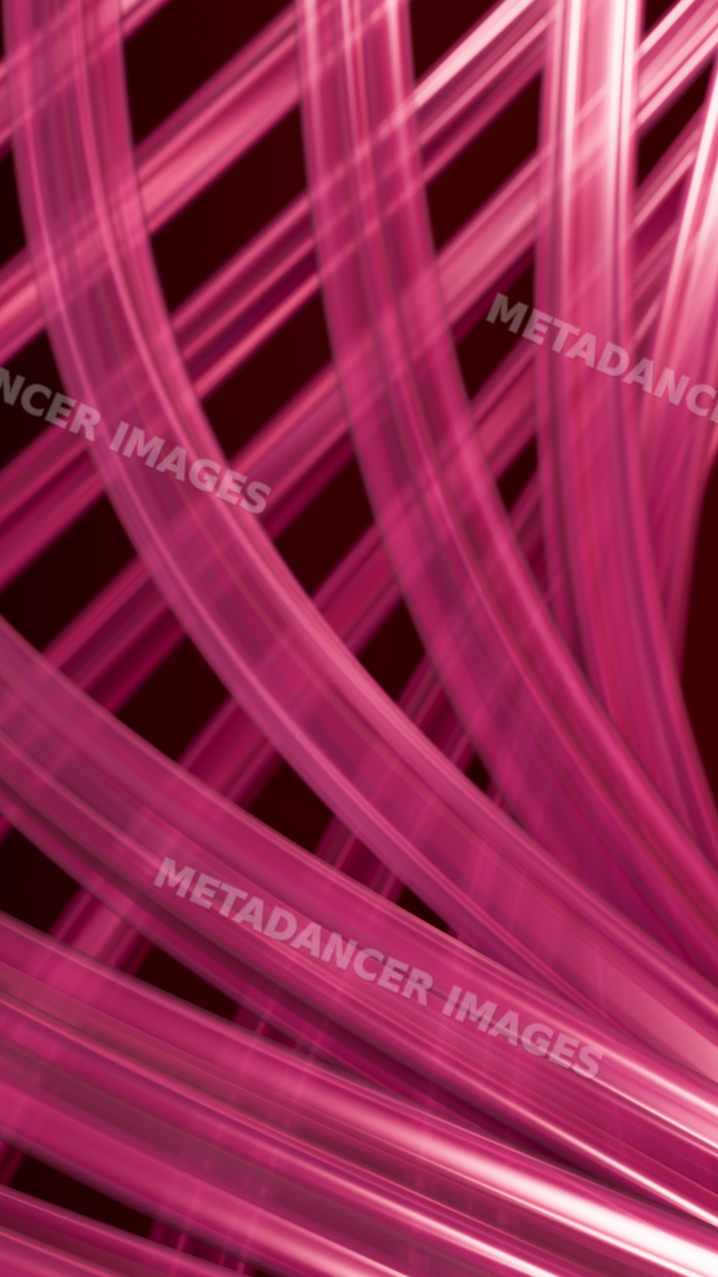 Glossy pink ribbons overlapping in abstract pattern