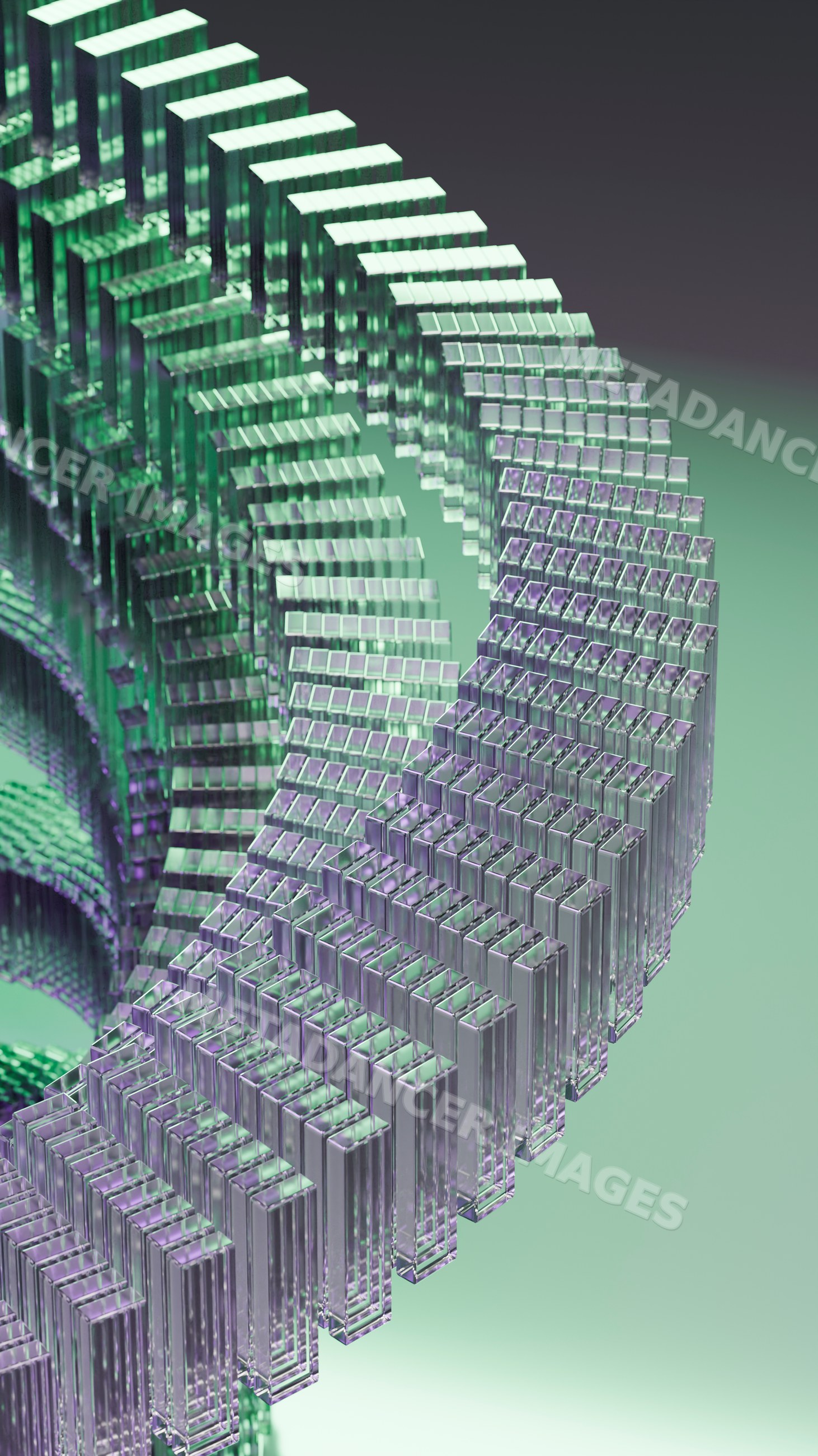 3d digital abstract art featuring interlocking transparent rectangular