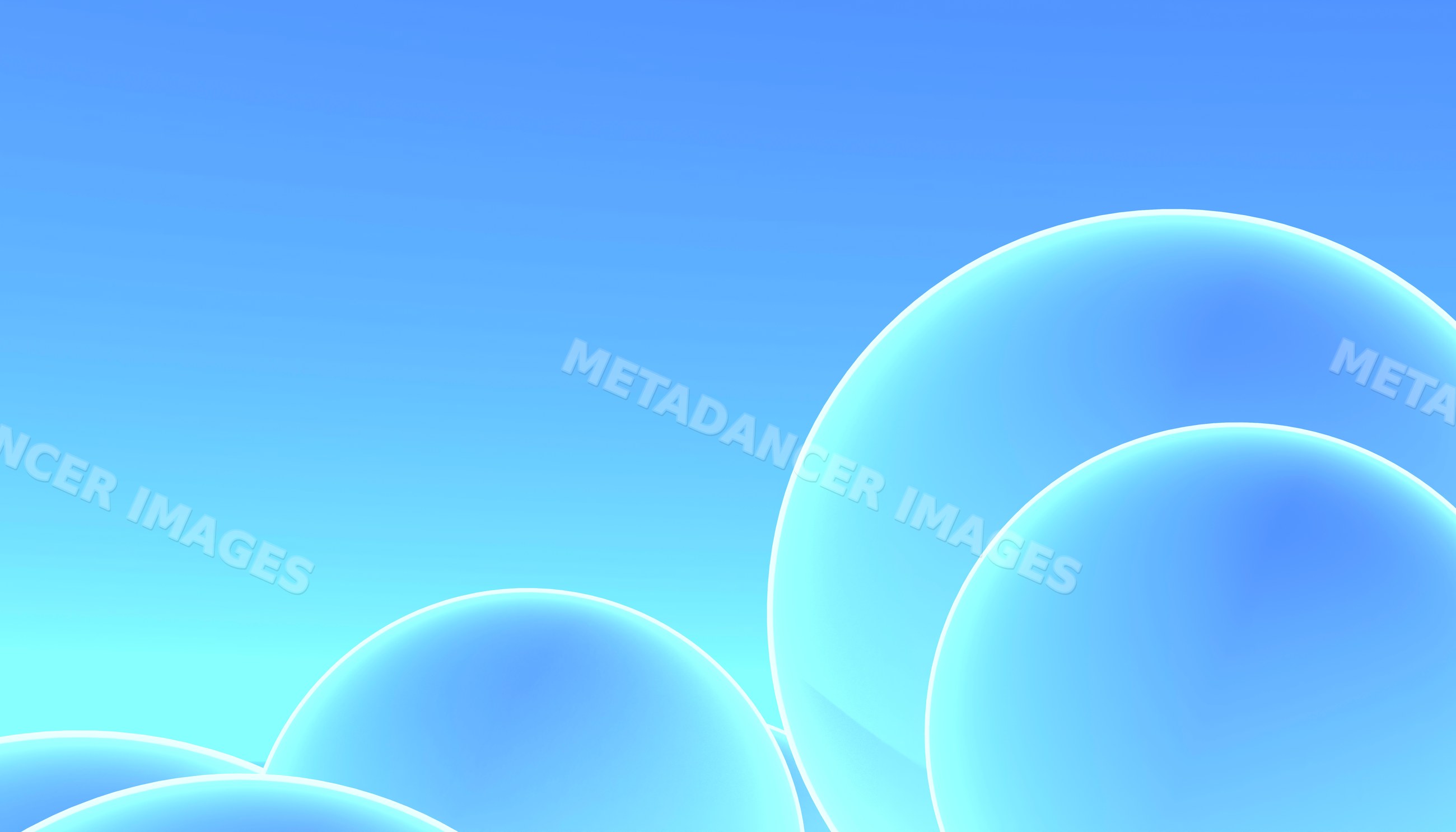 Blue transparent glowing spheres on smooth blue gradient background