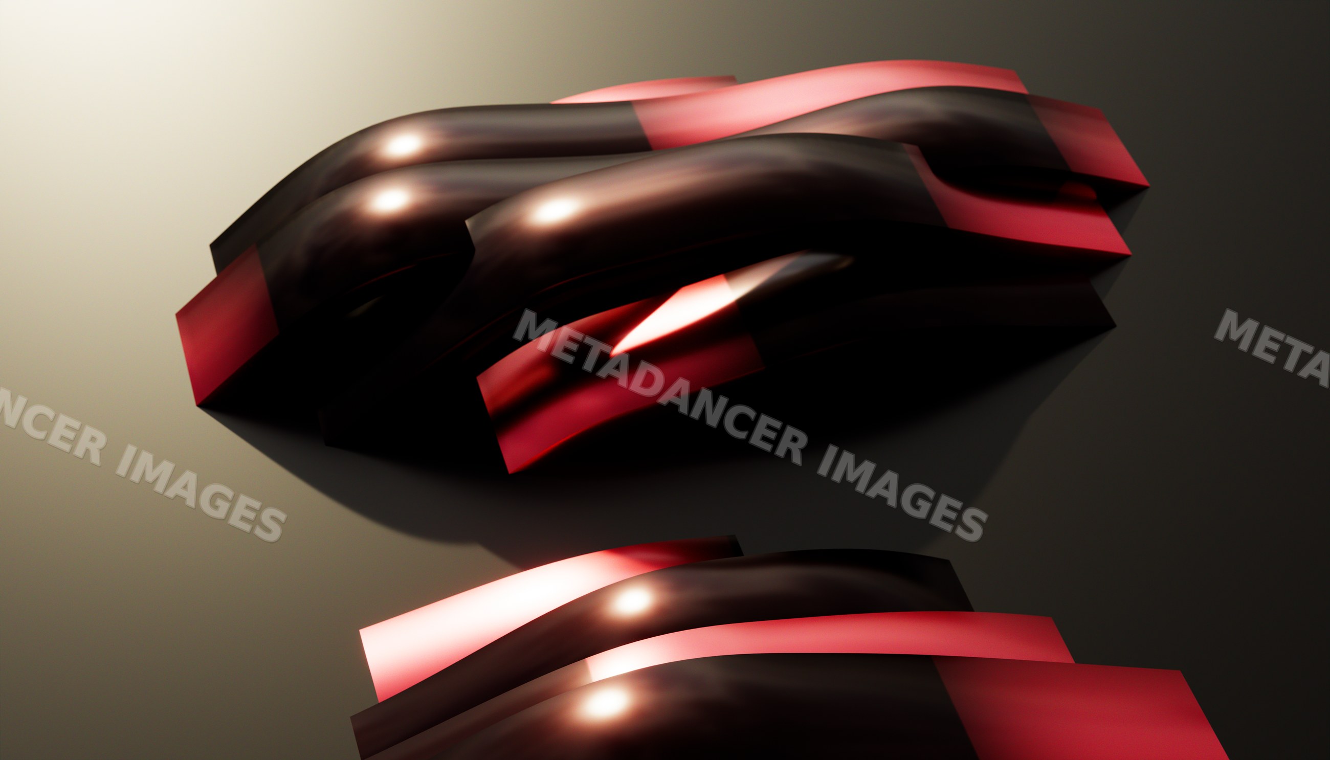 Glossy abstract black and red curved shapes with dramatic lighting