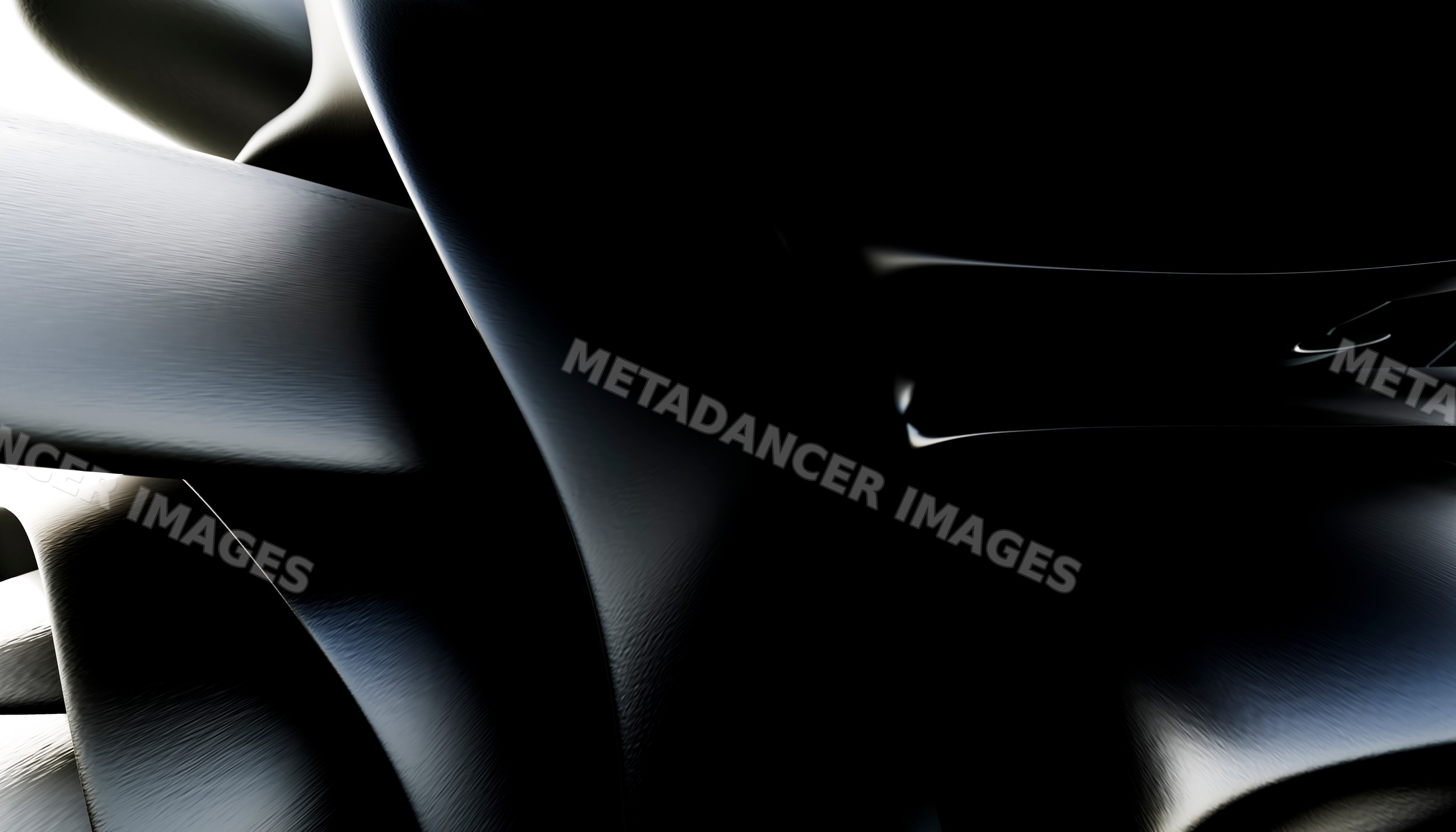 Close-up abstract shiny black curved surfaces with smooth texture