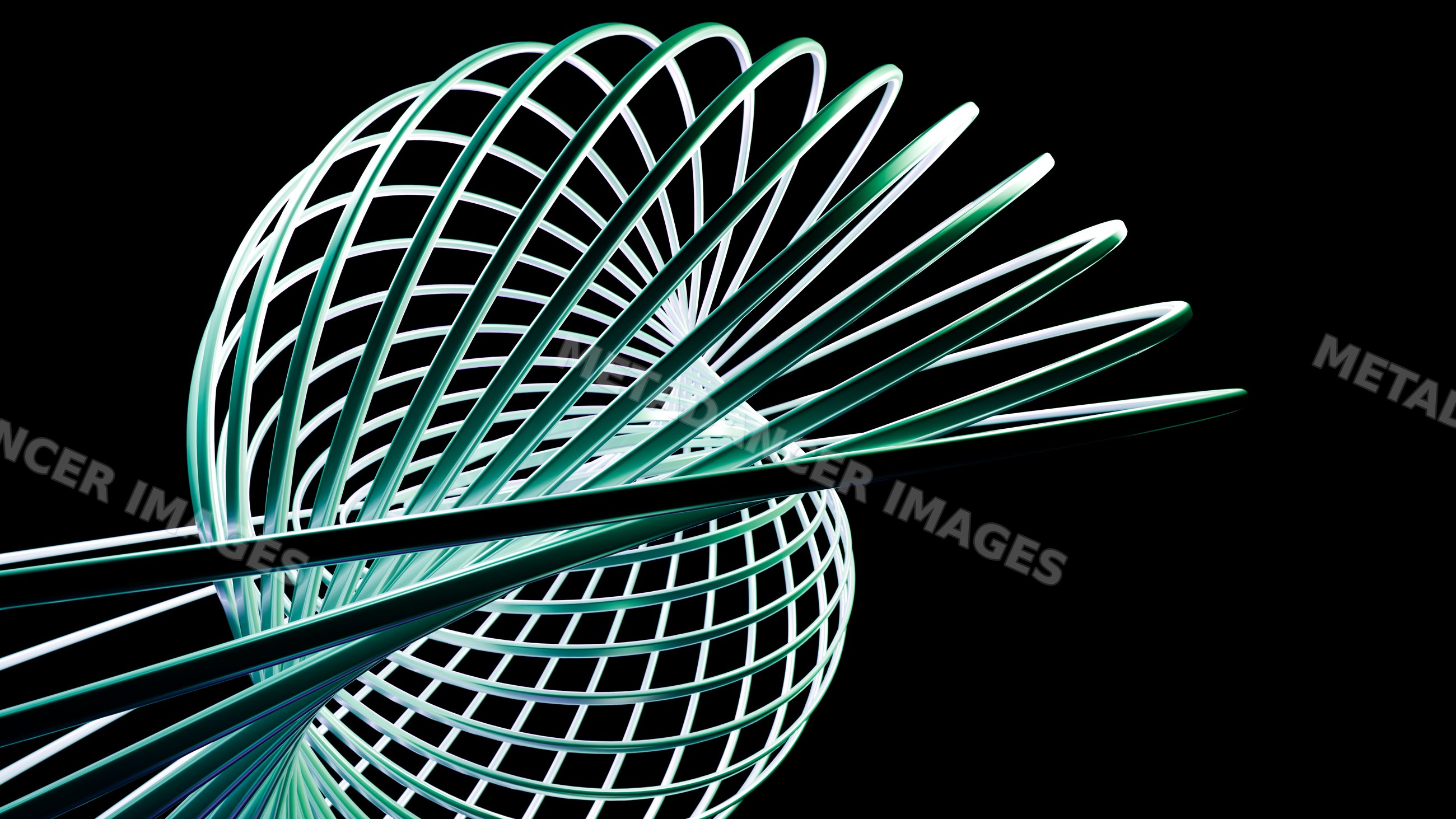 Abstract 3d metallic spiral of twisted geometric loops