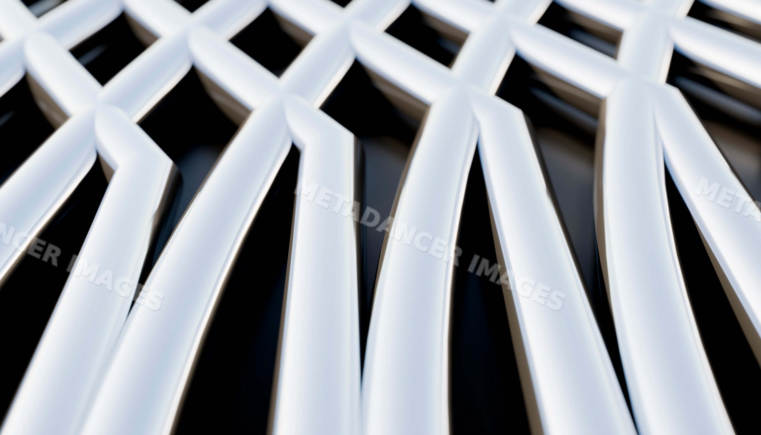 Metallic grid structure with shiny interconnected bars