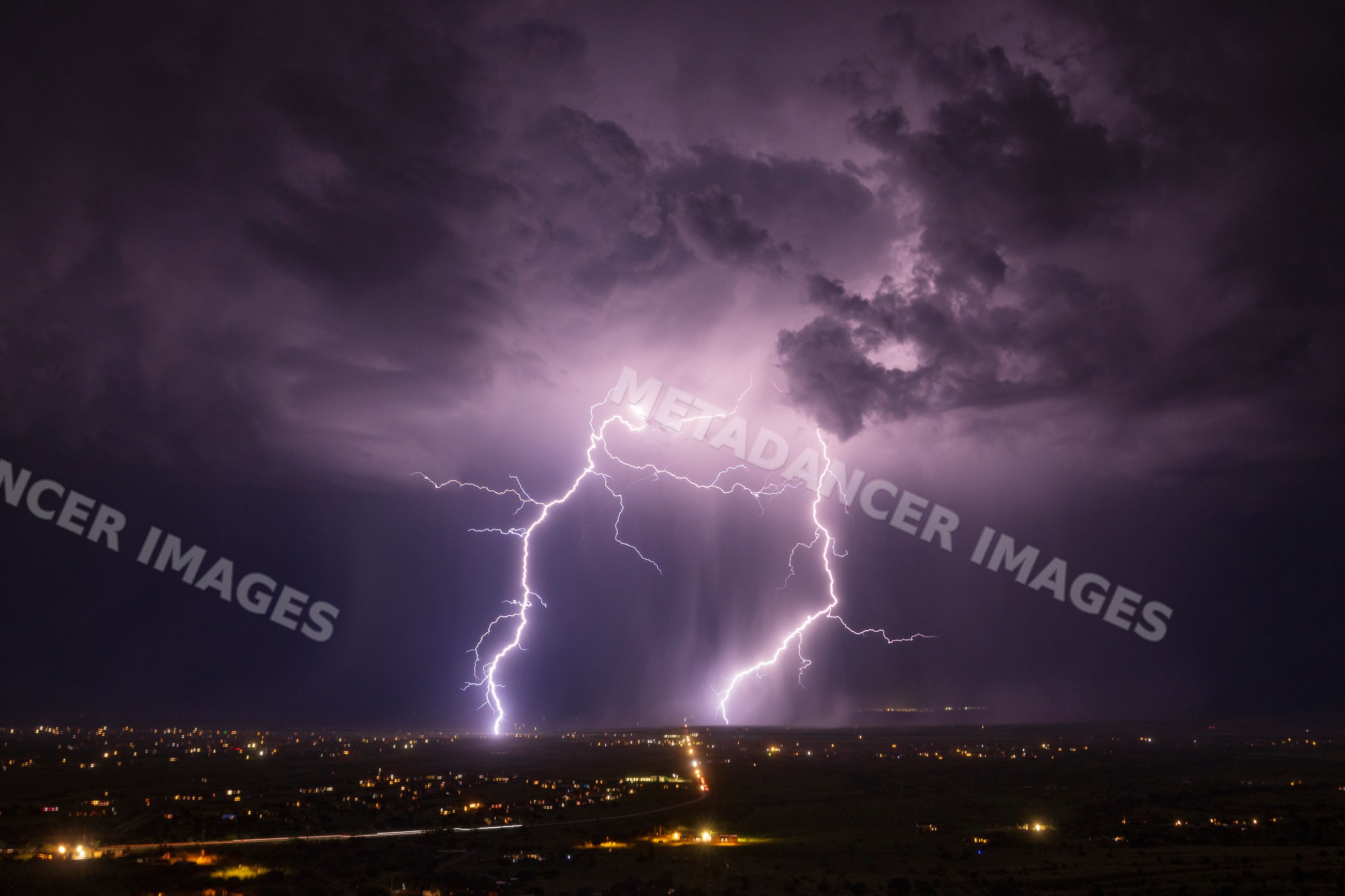 Lightning striking during storm over sierra vista Arizona at night