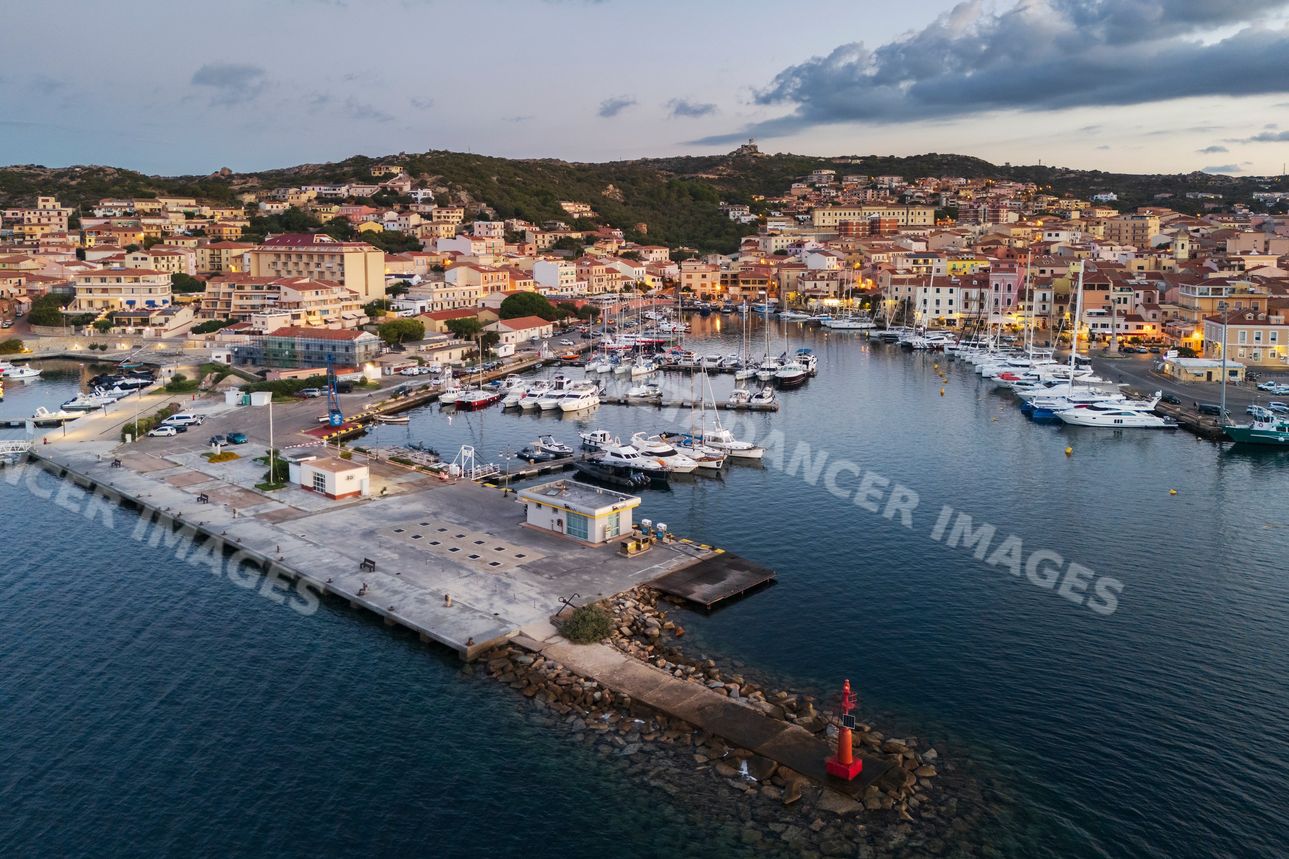 Harbor with boats at Dawn in la maddalena Sardinia Italy
