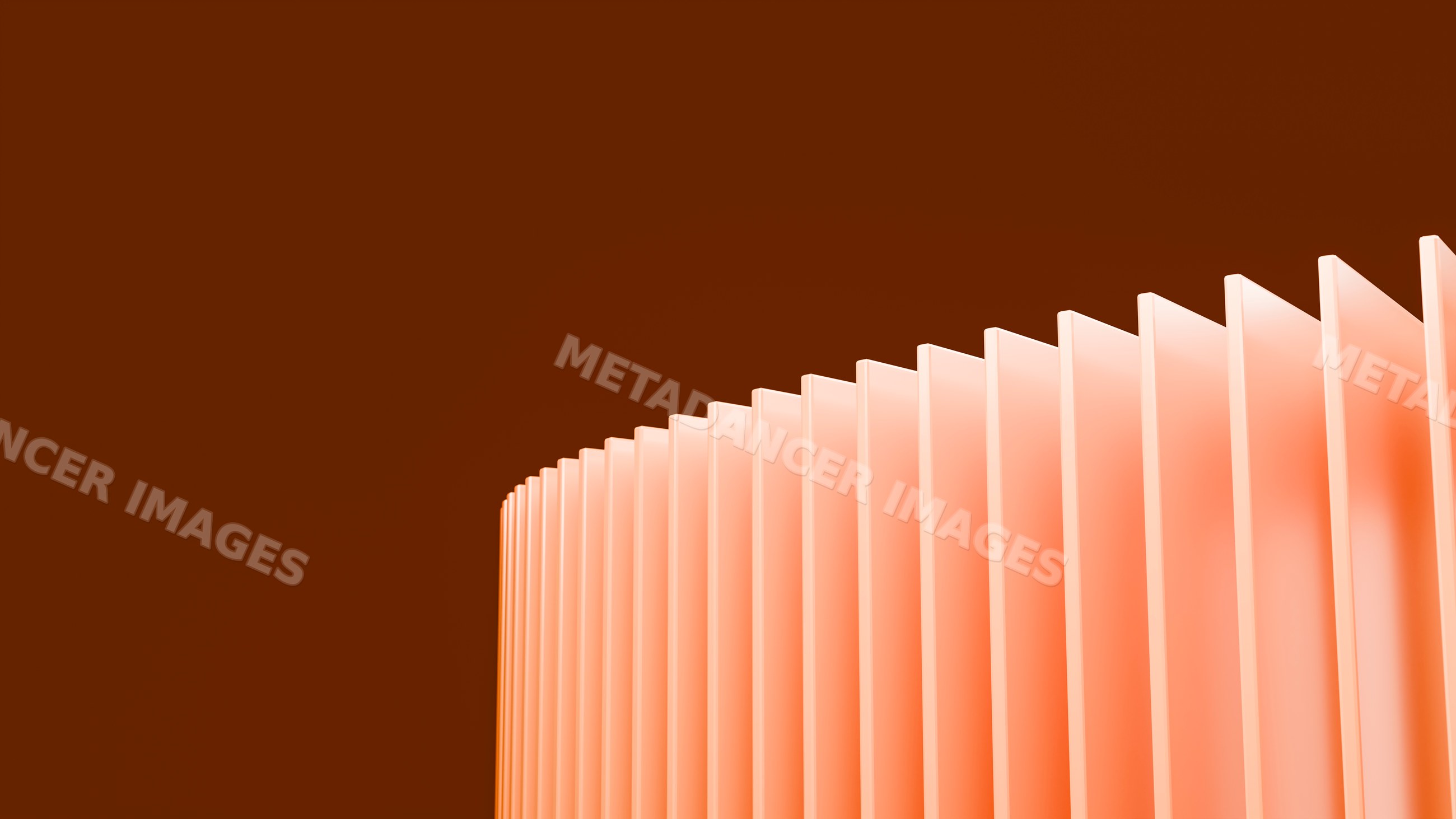 Curved vertical pink panels forming geometric abstract design