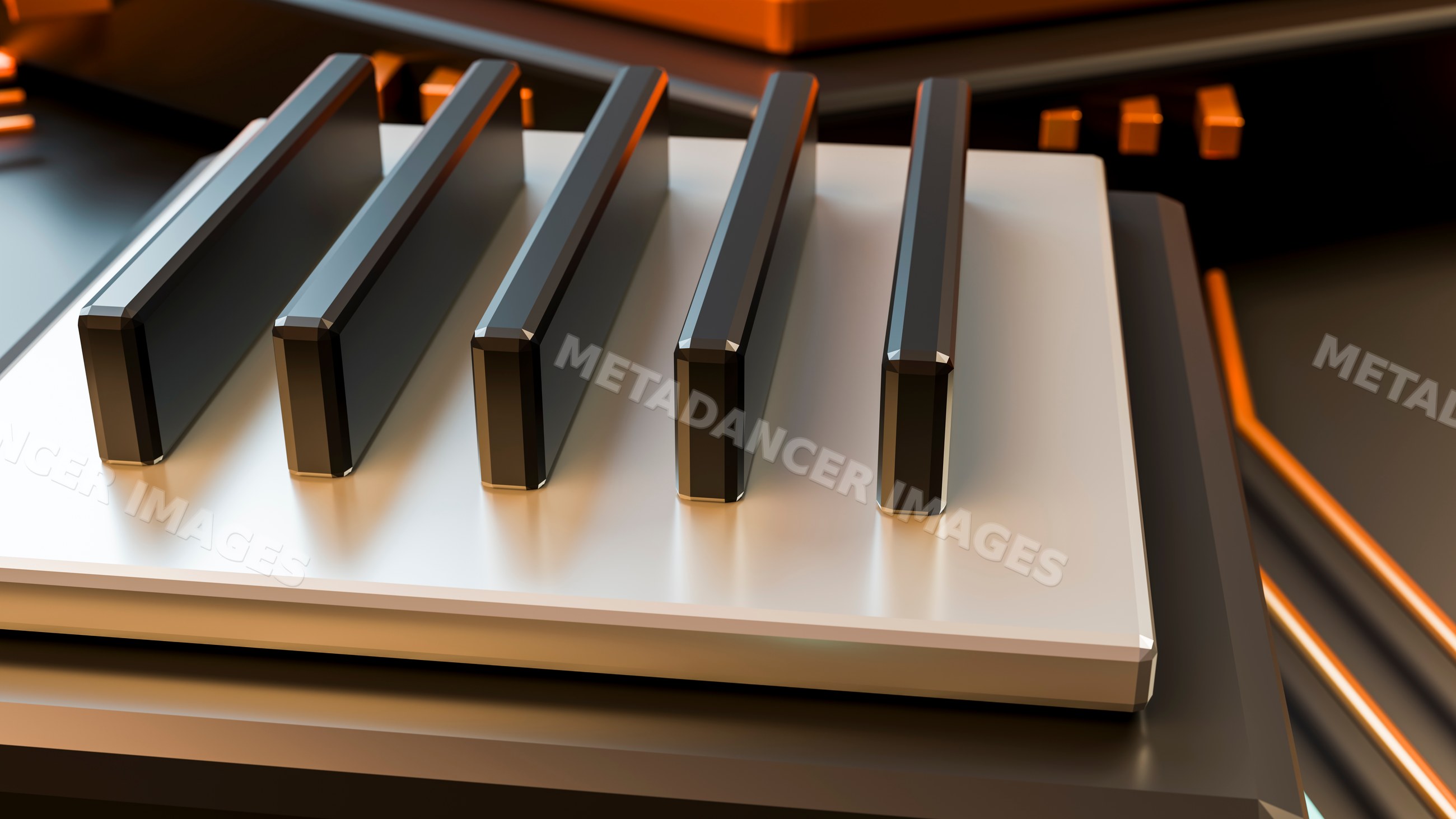 Close-up of computer keyboard keys with modern digital design