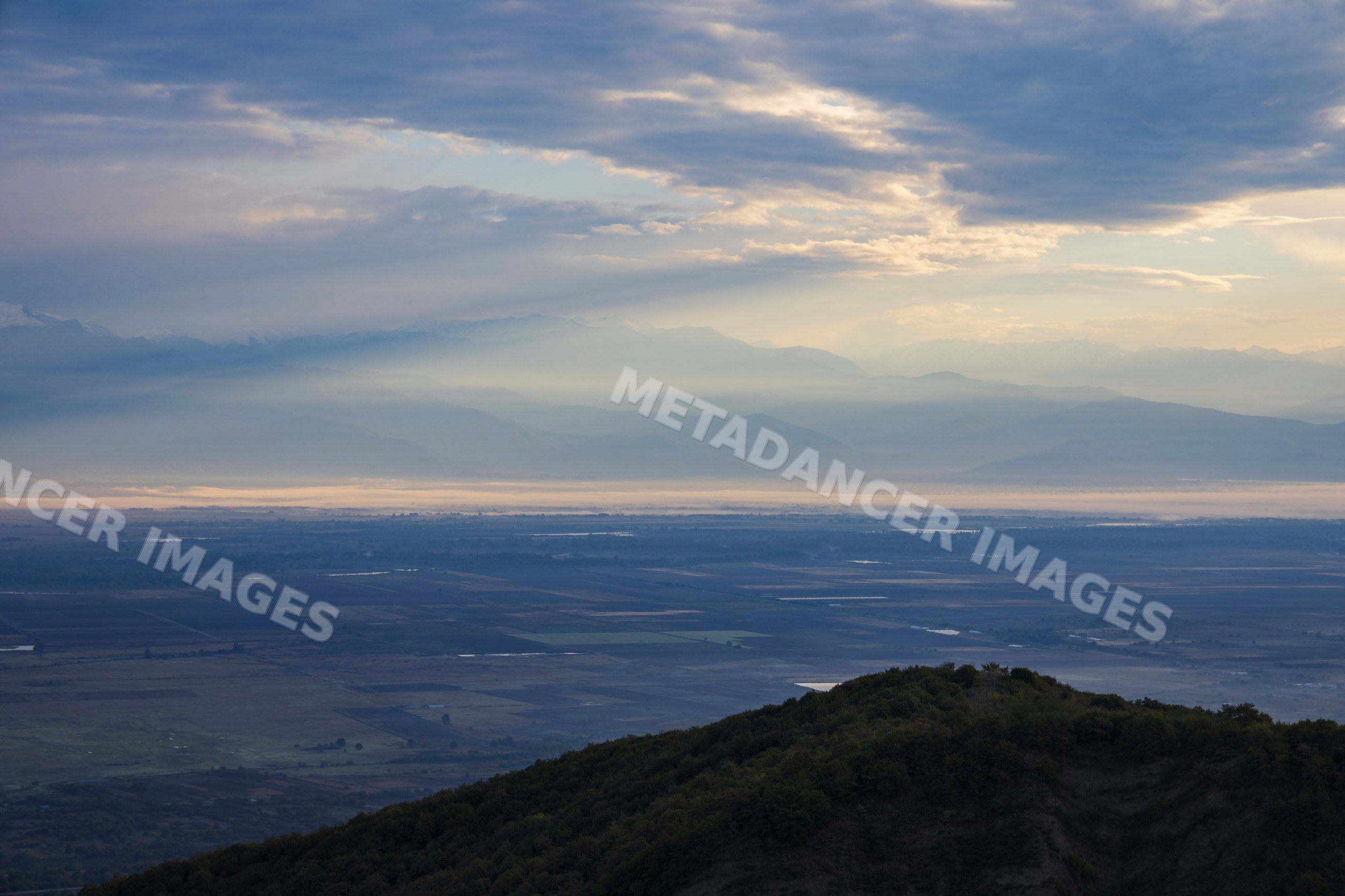 Alazani valley Sunrise landscape near sighnaghi Georgia