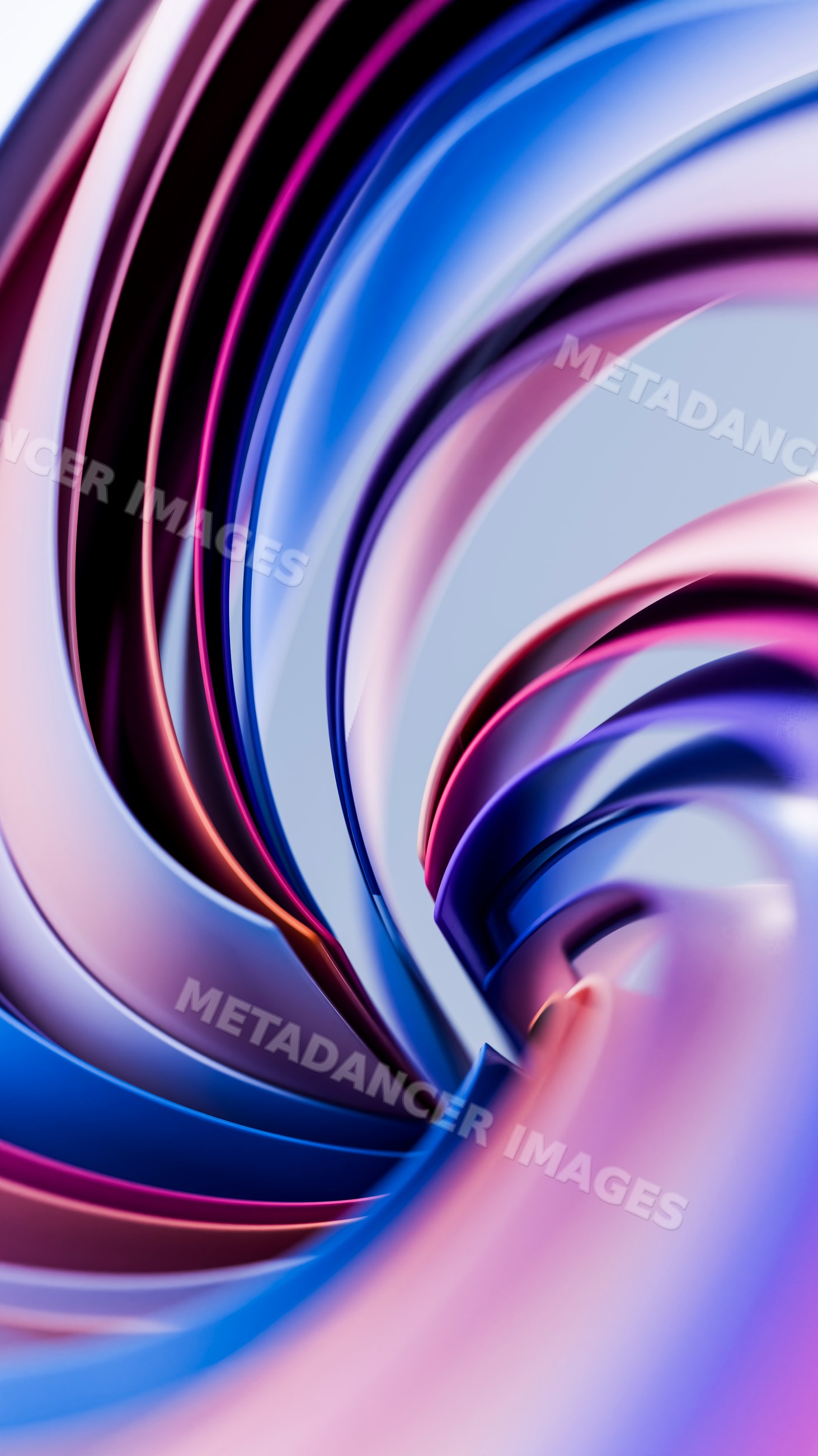Abstract swirling ribbons in blue and purple 3d illustration