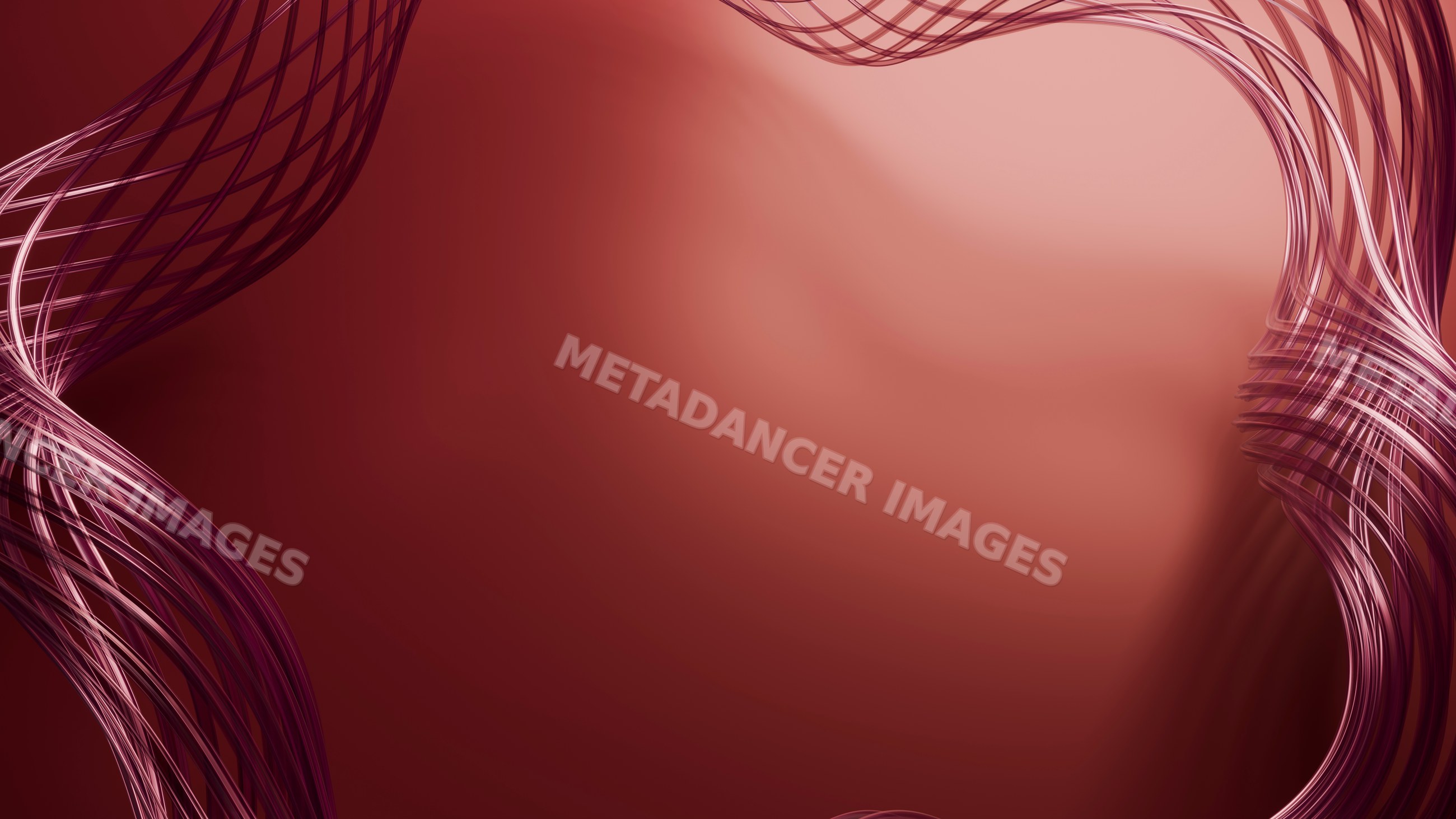 Abstract digital design with flowing pink wavy lines on red background