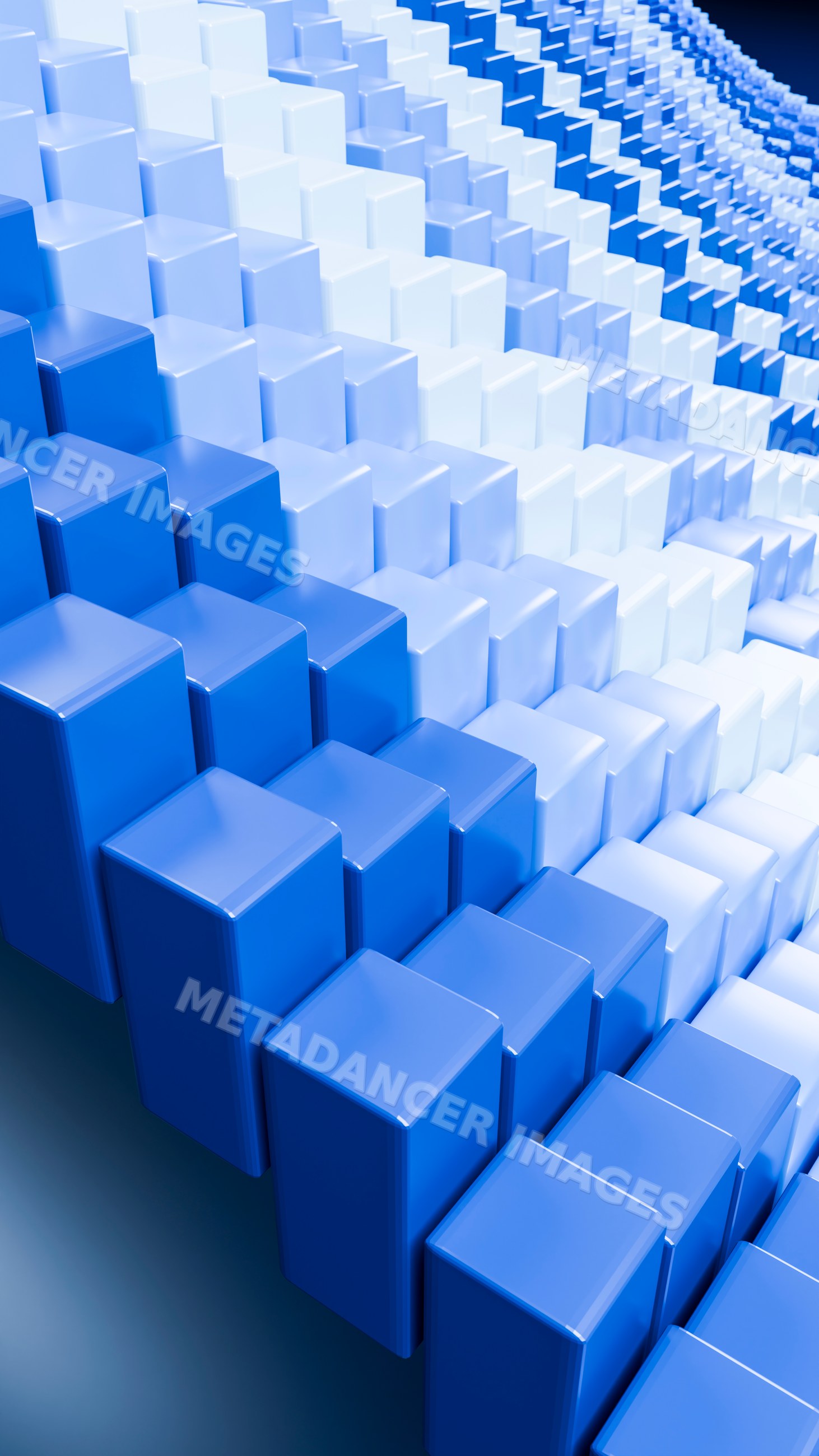 Abstract 3d blue and white cubes in wave pattern illustration
