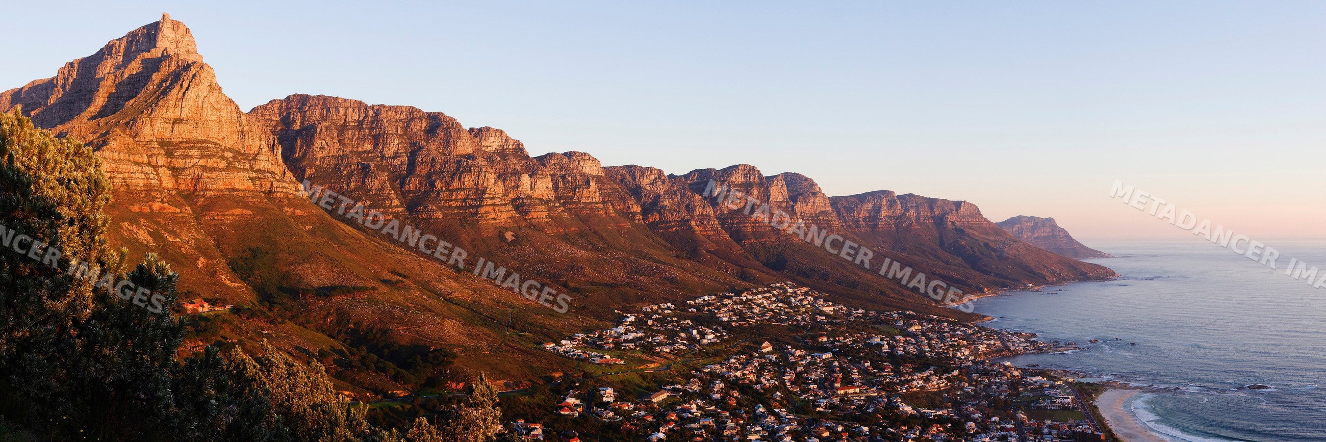 The twelve apostles mountain range over camps bay coastline