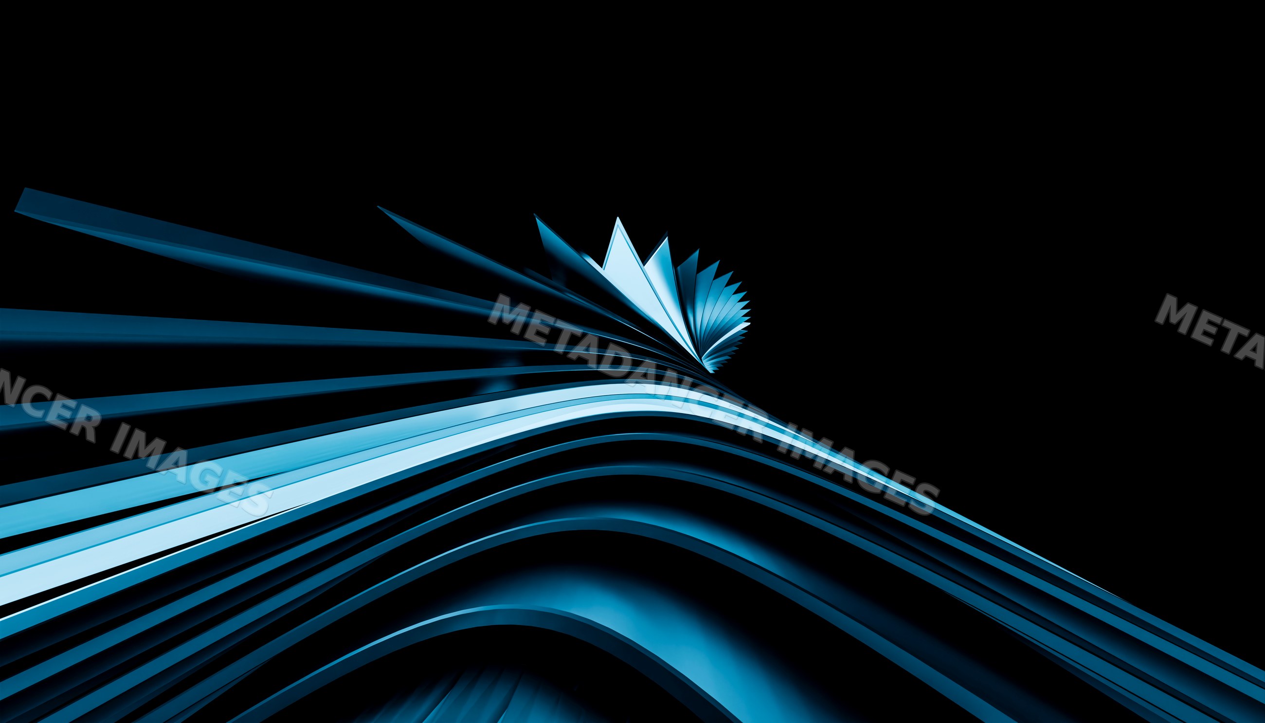 Abstract blue curved shapes forming a flowing pattern