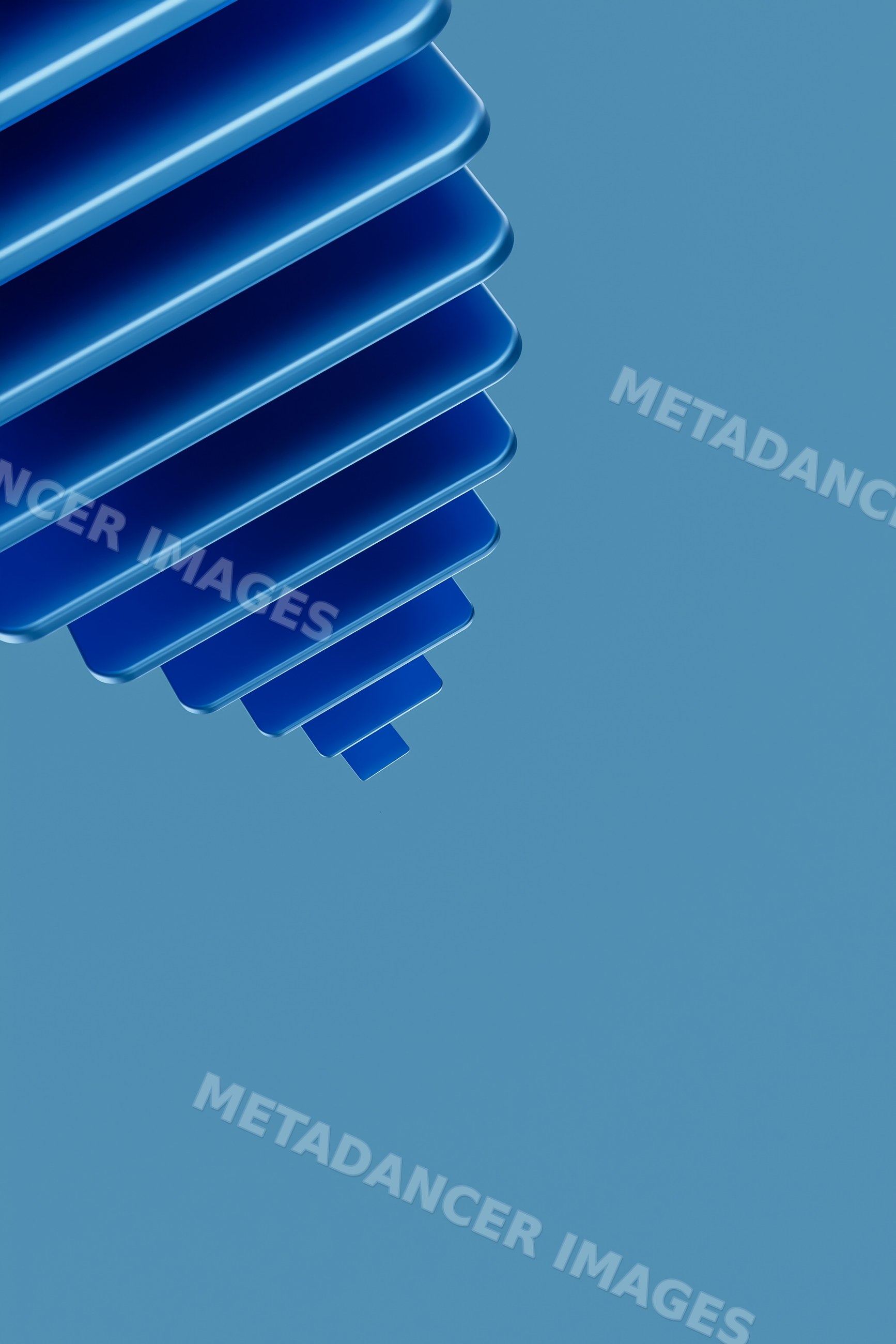 Abstract blue 3d stacked layers forming geometric shape