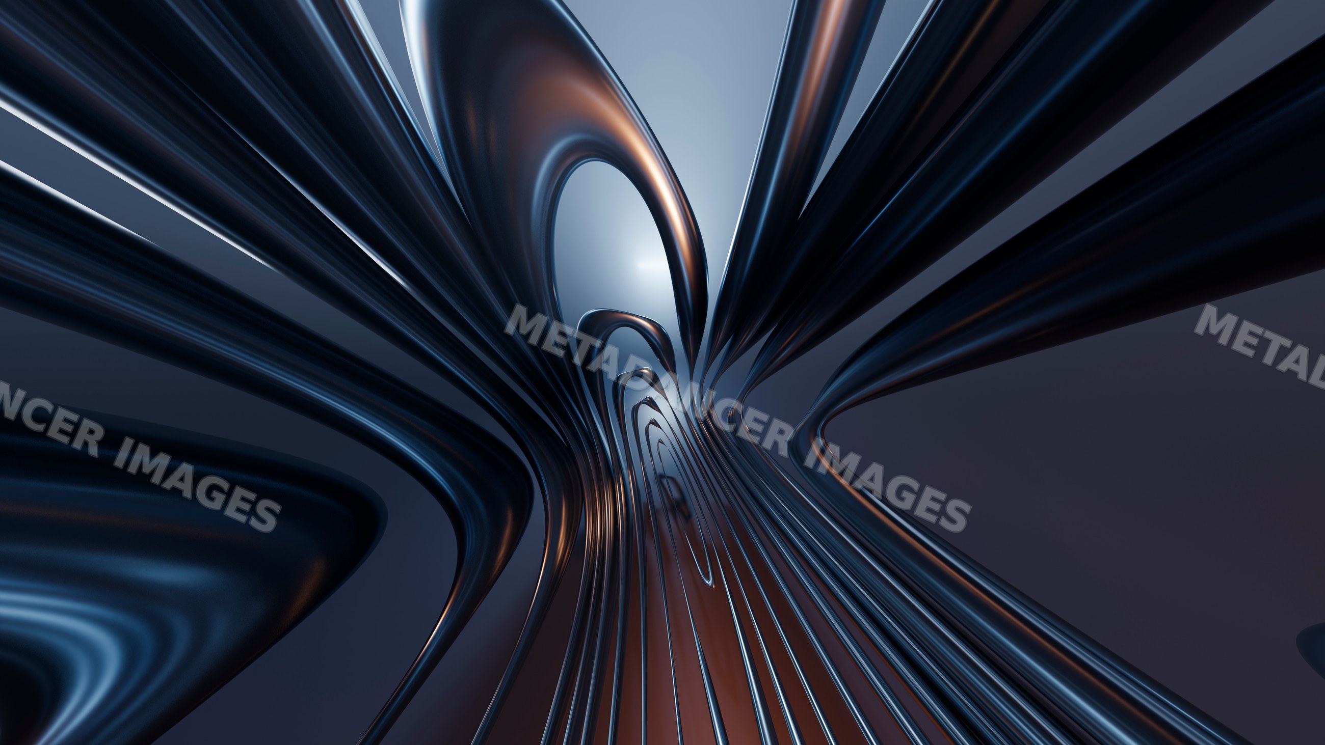 Abstract dark glossy curved shapes in 3d digital illustration