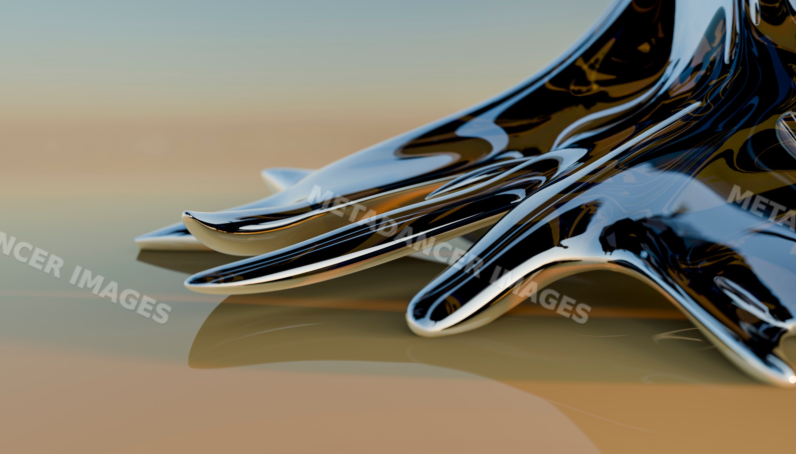 Close-up of a black glossy abstract sculpture with fluid curves